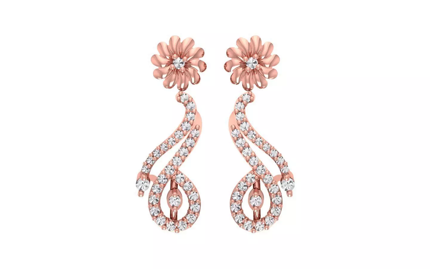 Women Drop Earrings 3dm STL OBJ FBX Renders Details 3D print model_0