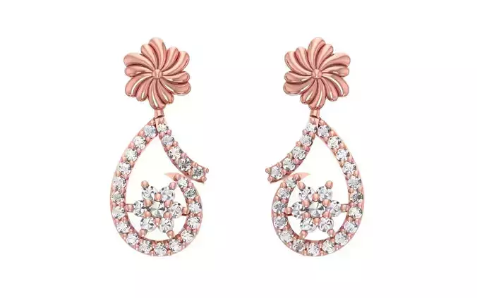Women Drop  Earrings 3dm STL OBJ FBX Renders Details 3D print model