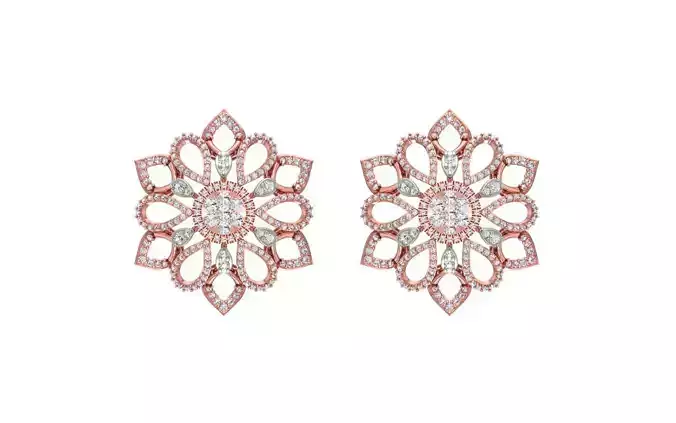 Women Flower Earrings 3dm STL OBJ FBX Renders Details 3D print model