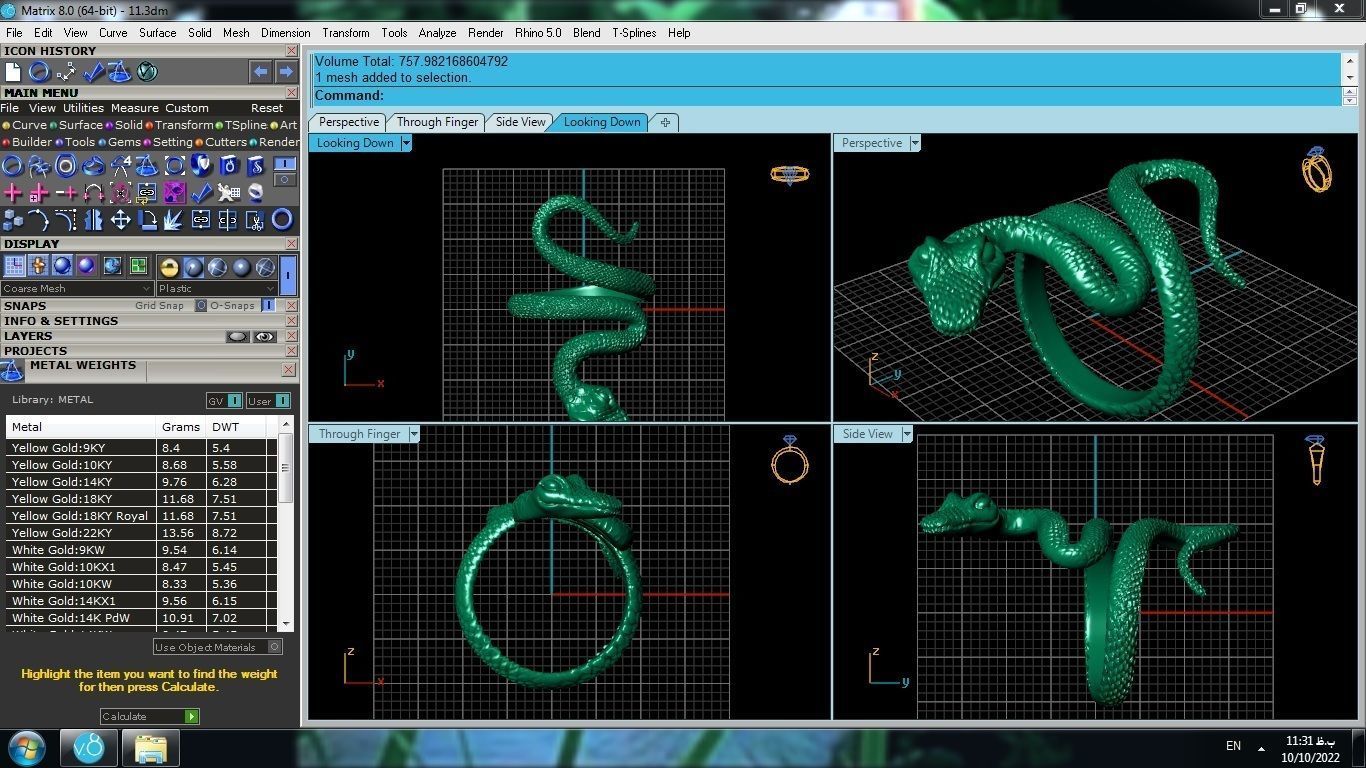 Snake ring 3D print model_7