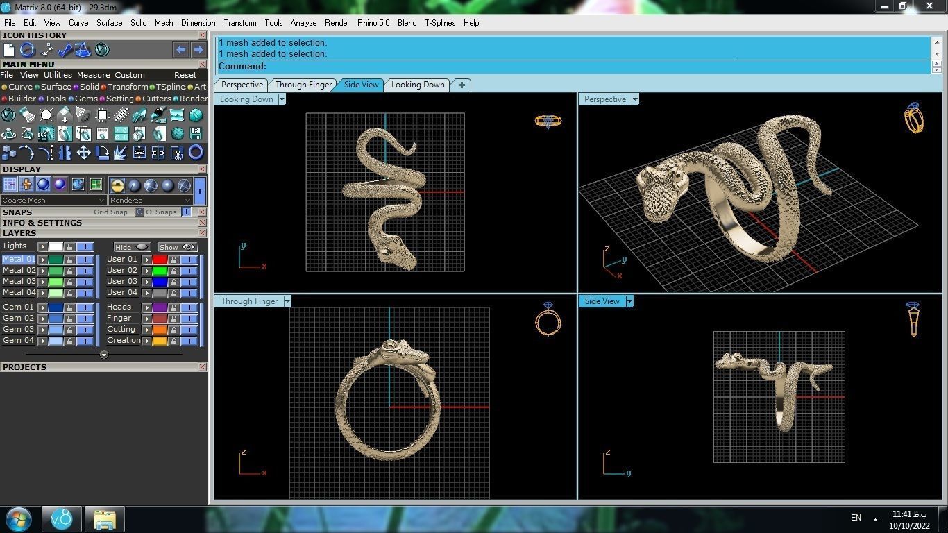 Snake ring 3D print model_6