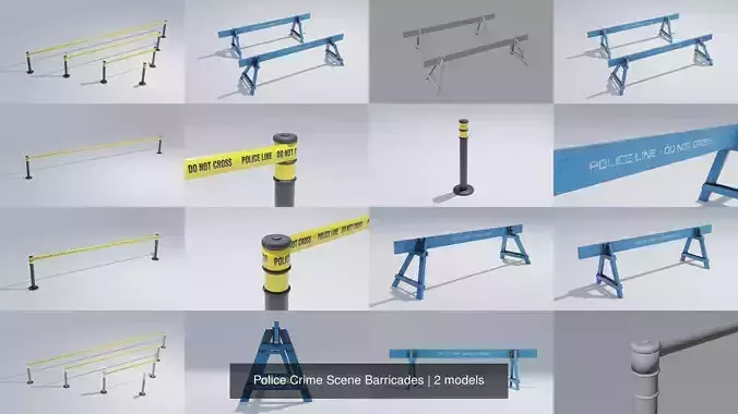 Police Crime Scene Barricades 3D Model Collection