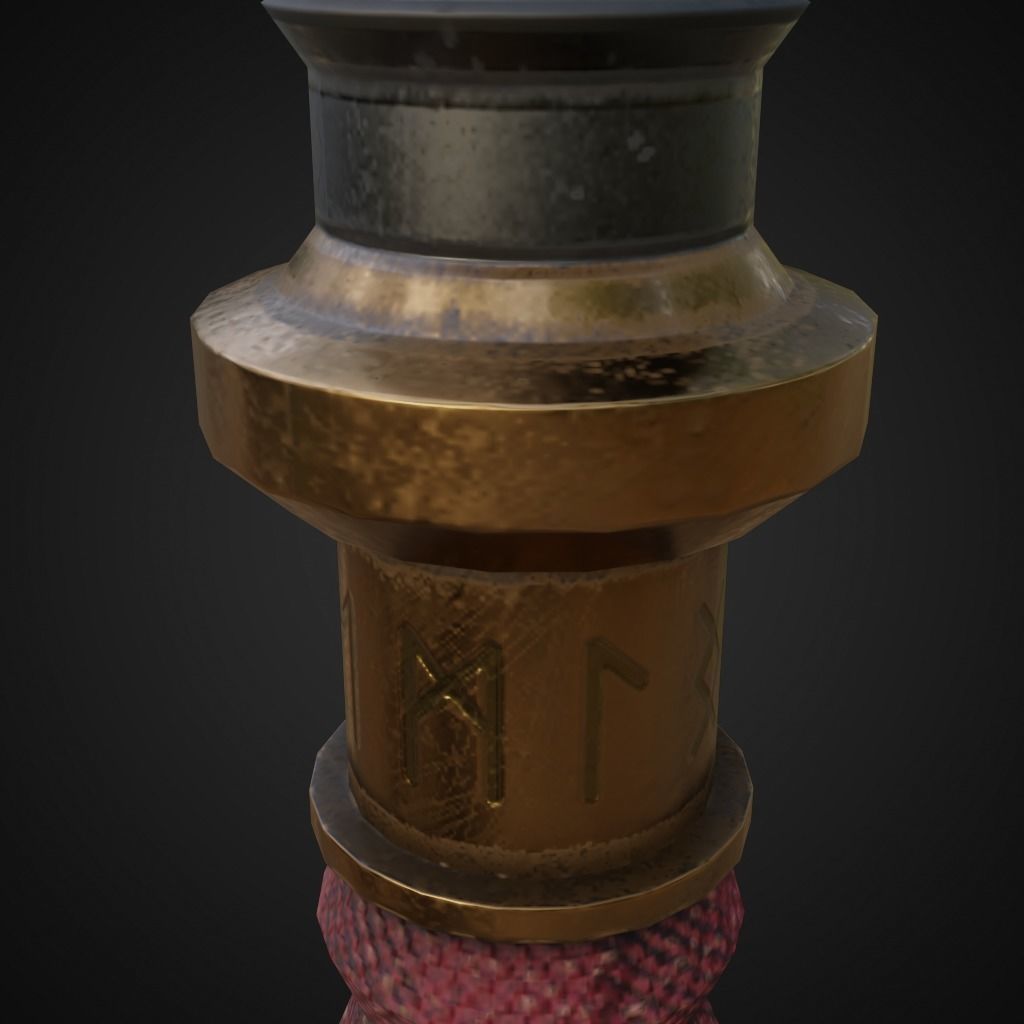 Fantasy battle axe Low-poly 3D model_14