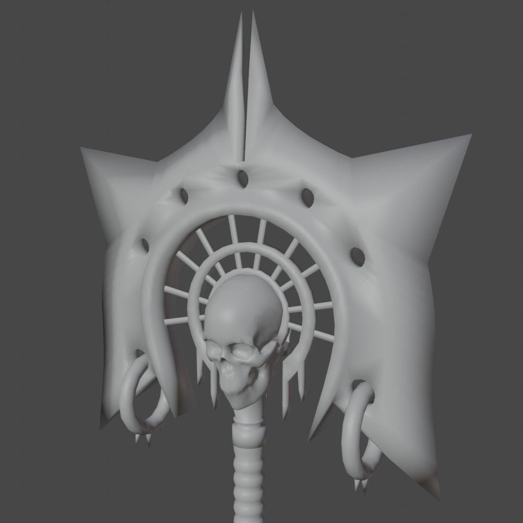 Fantasy battle axe Low-poly 3D model_24