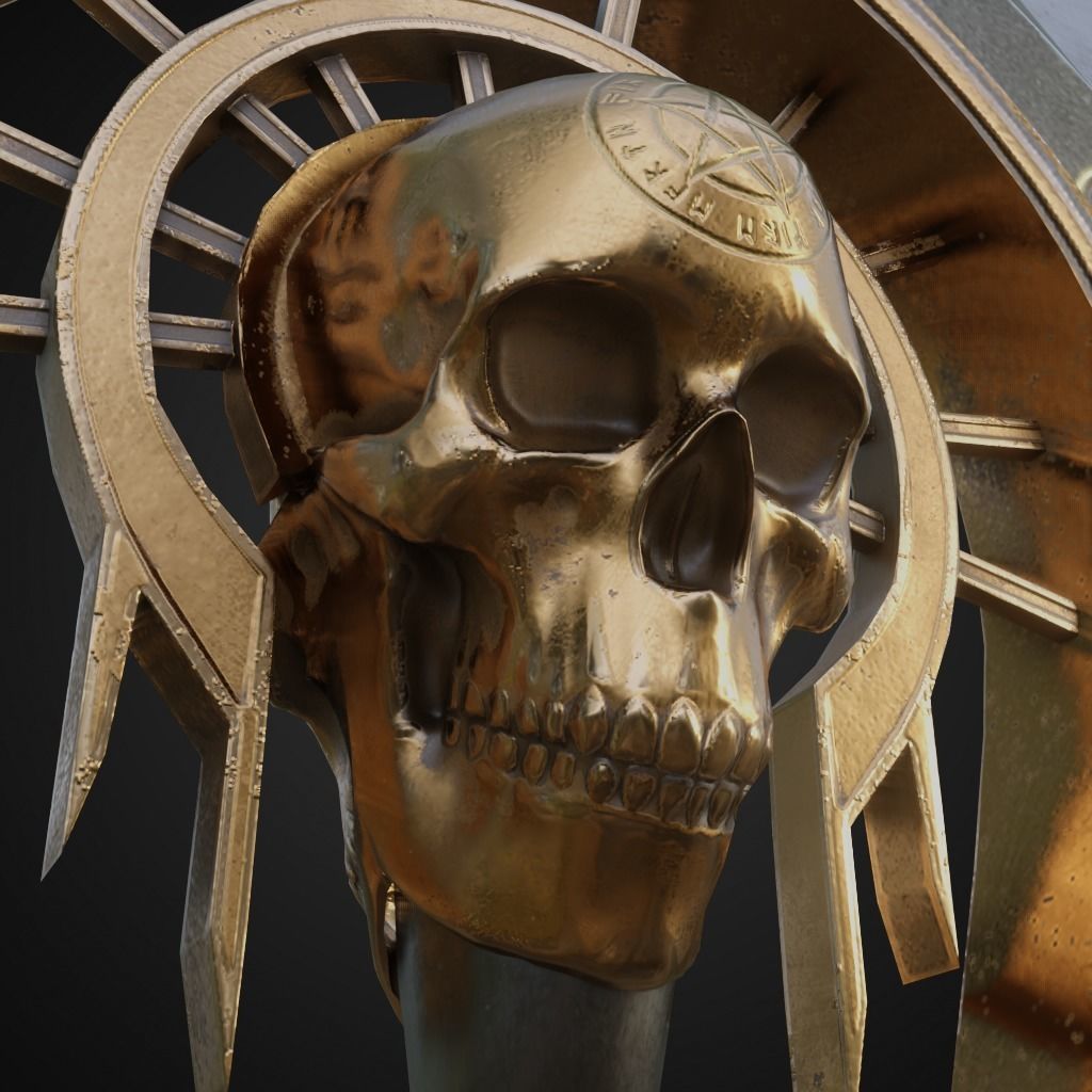 Fantasy battle axe Low-poly 3D model_4