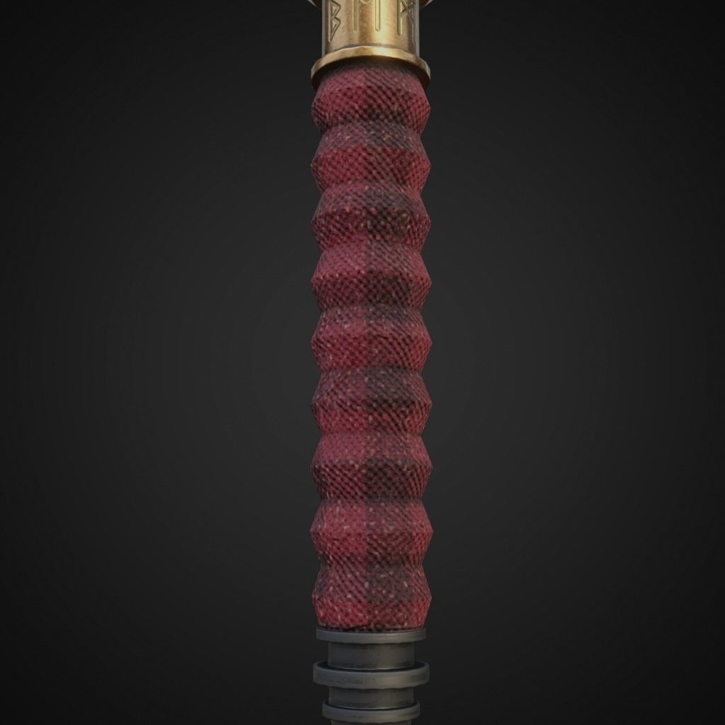 Fantasy battle axe Low-poly 3D model_9