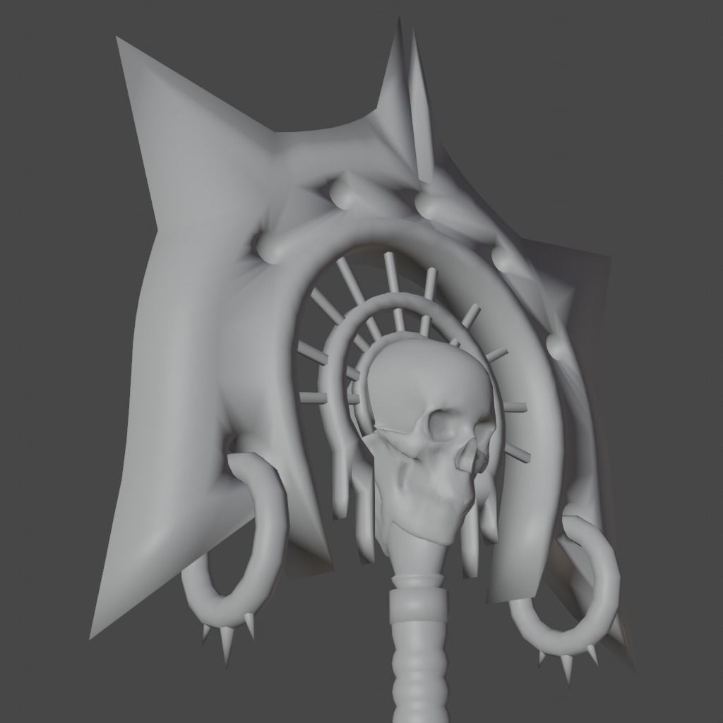 Fantasy battle axe Low-poly 3D model_25