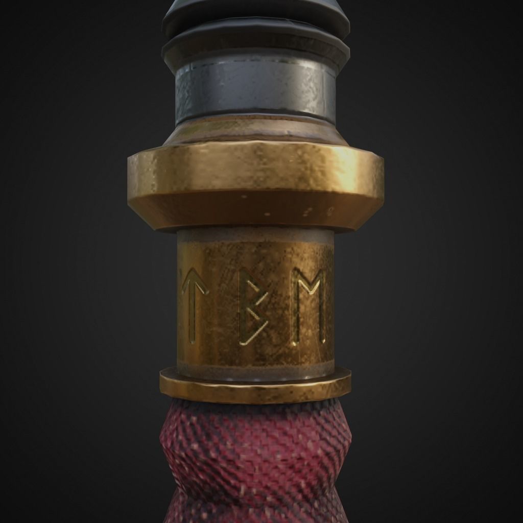 Fantasy battle axe Low-poly 3D model_13