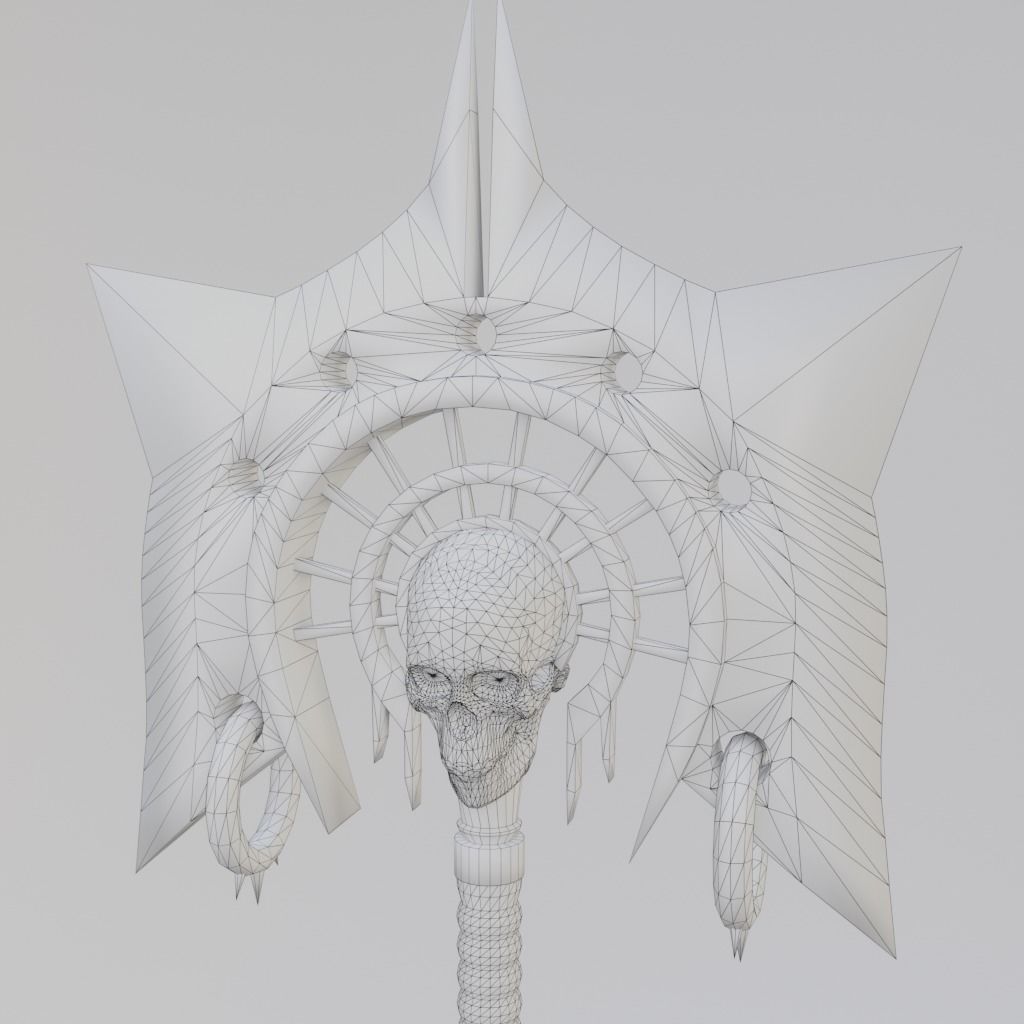 Fantasy battle axe Low-poly 3D model_30