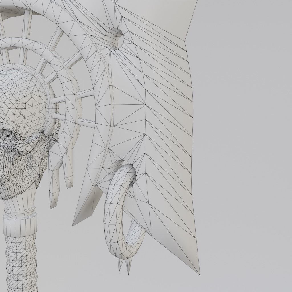 Fantasy battle axe Low-poly 3D model_27