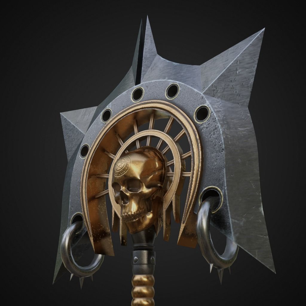 Fantasy battle axe Low-poly 3D model_3