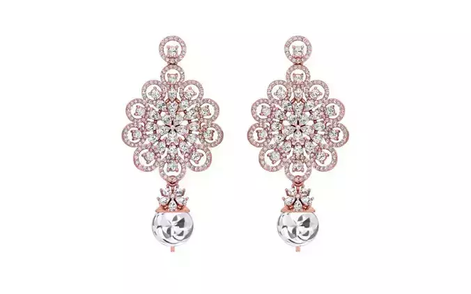 Women Drop  Earrings 3dm STL OBJ FBX Renders Details 3D print model