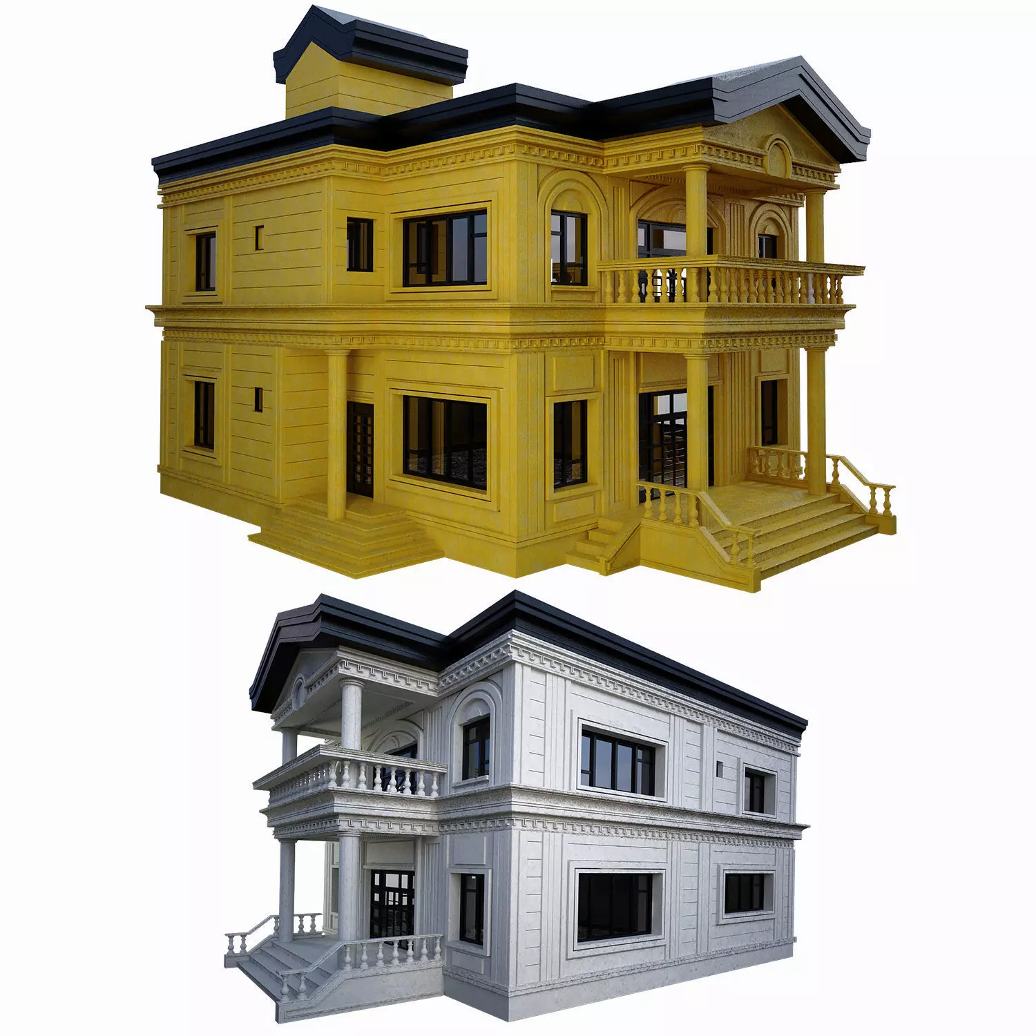 classic whit plaster 3D model_0