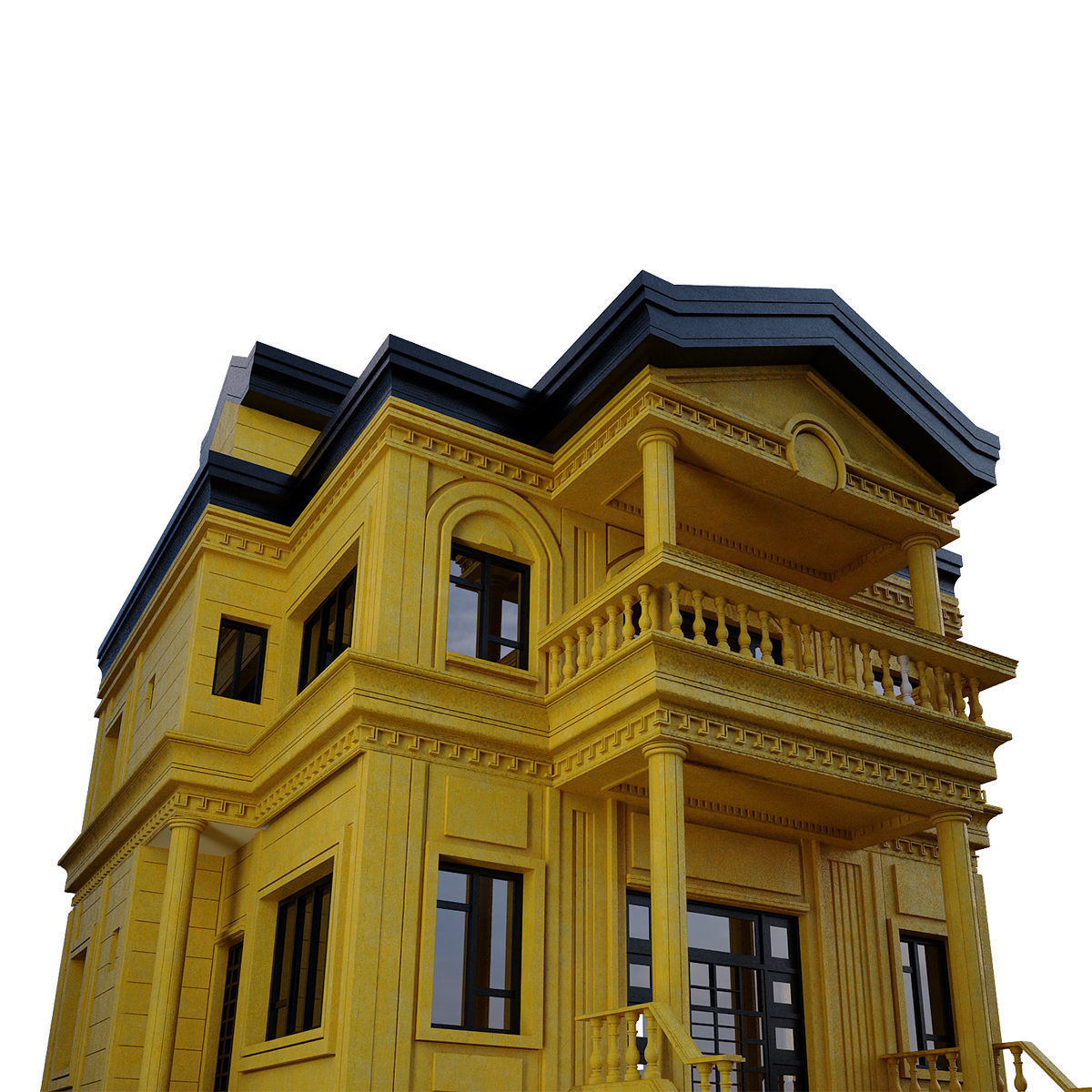 classic whit plaster 3D model_4