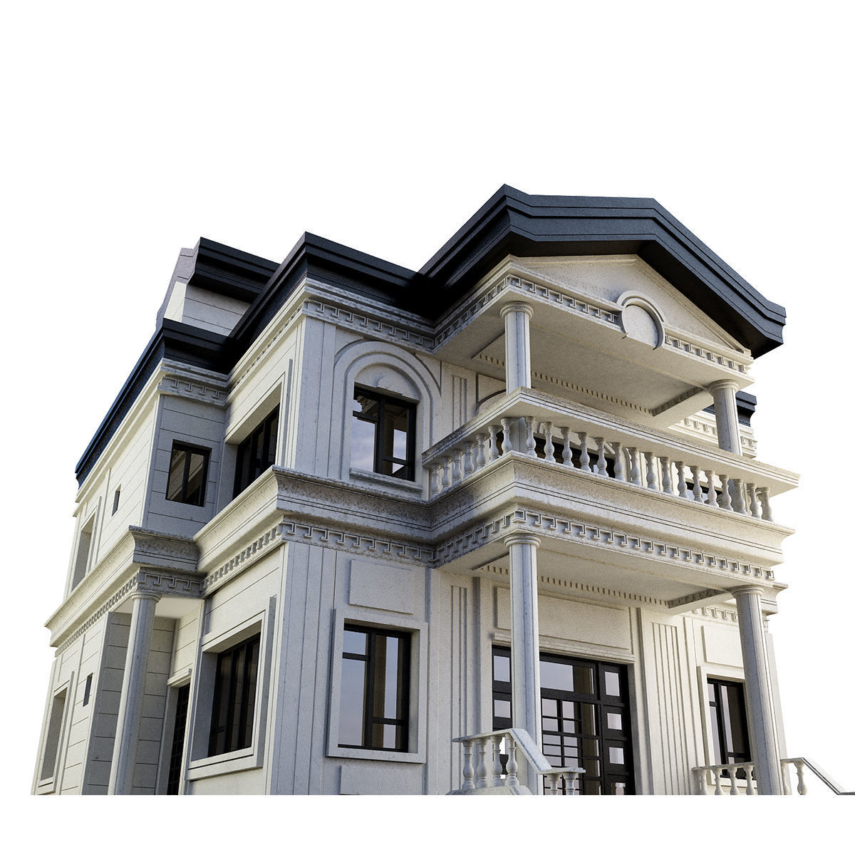 classic whit plaster 3D model_3