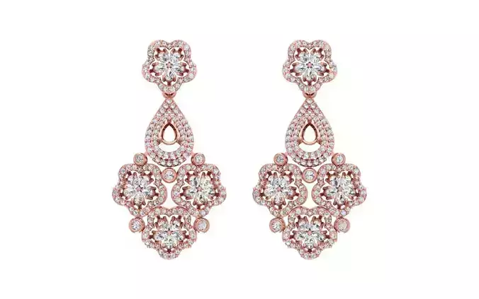 Women Drop  Earrings 3dm STL OBJ FBX Renders Details 3D print model