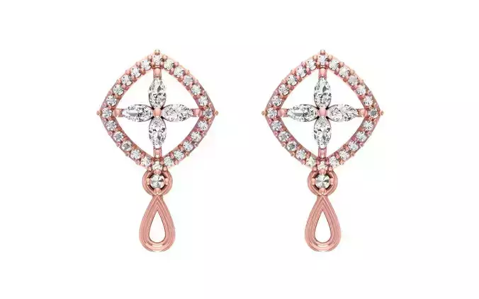 Women Drop  Earrings 3dm STL OBJ FBX Renders Details 3D print model