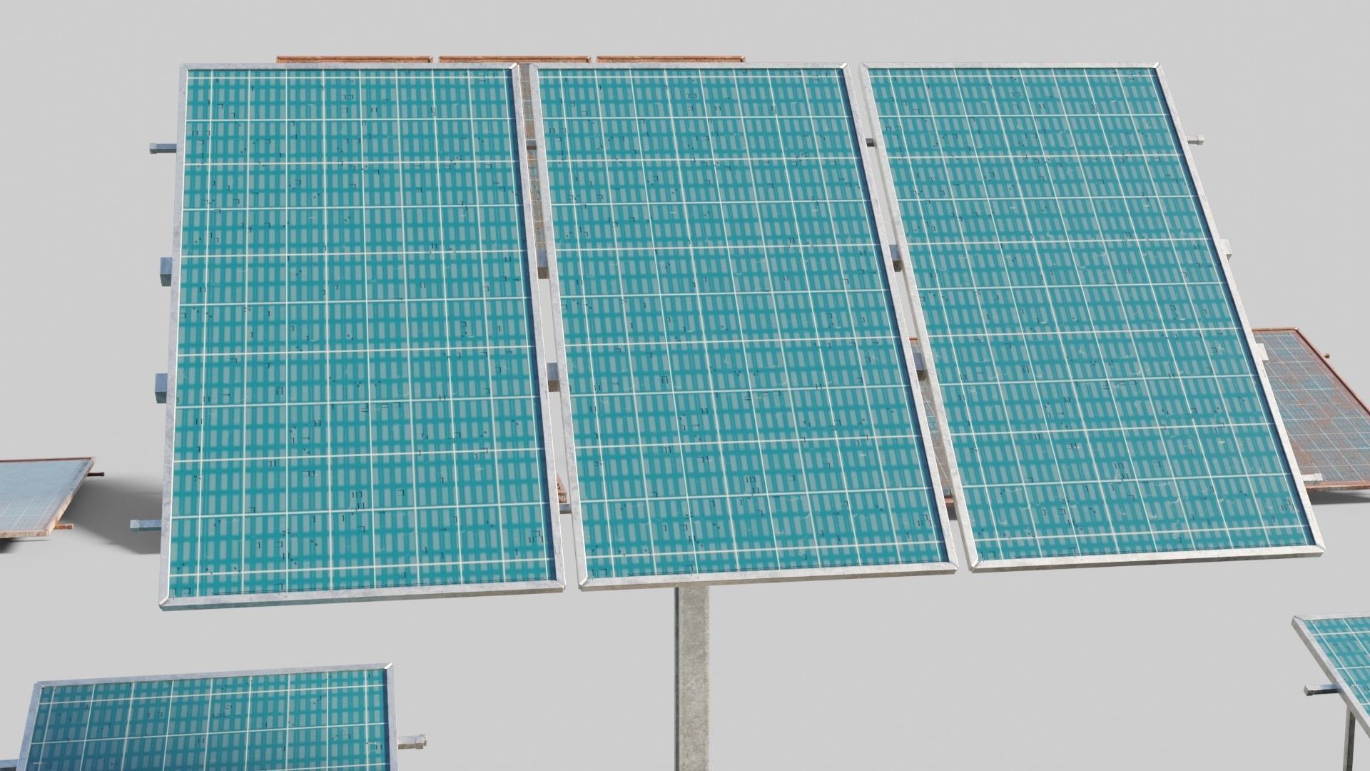 solar panels with clean and dirty textures Low-poly 3D model_12