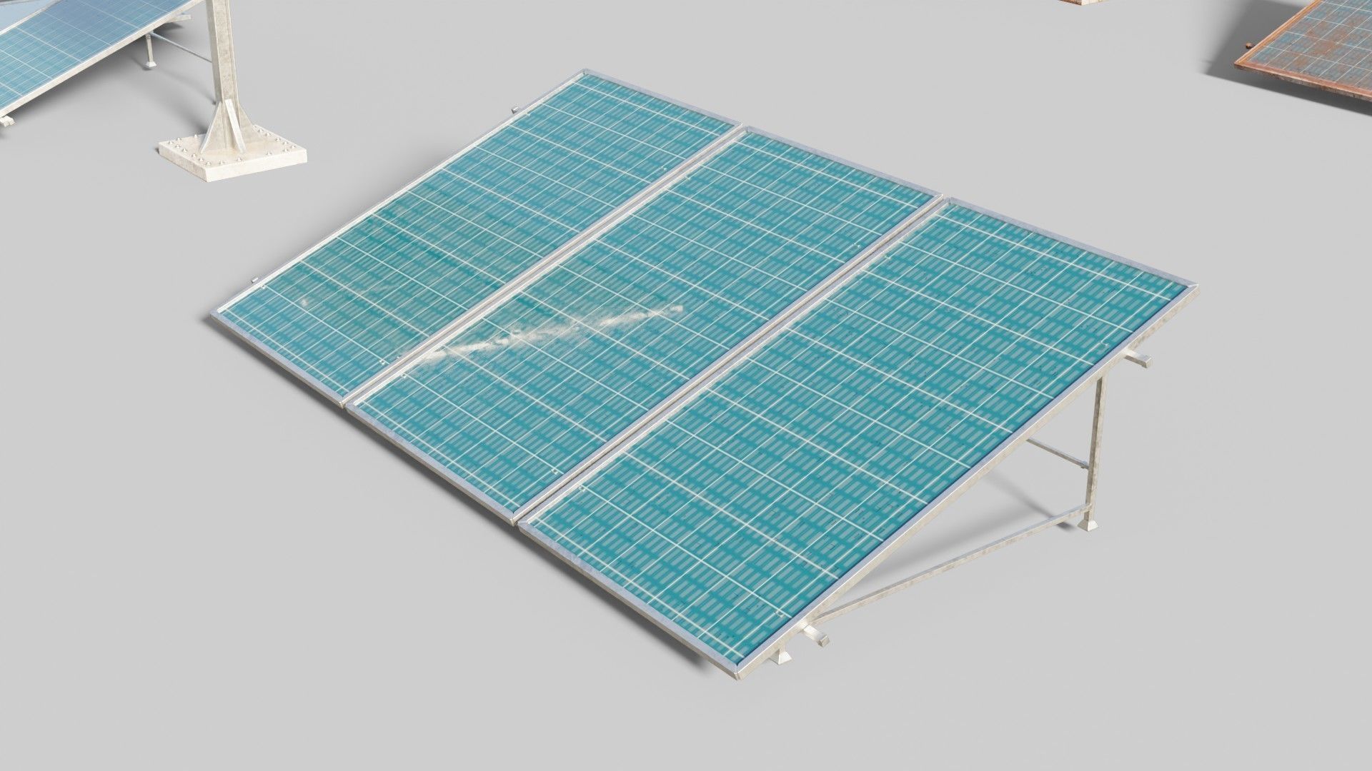 solar panels with clean and dirty textures Low-poly 3D model_7