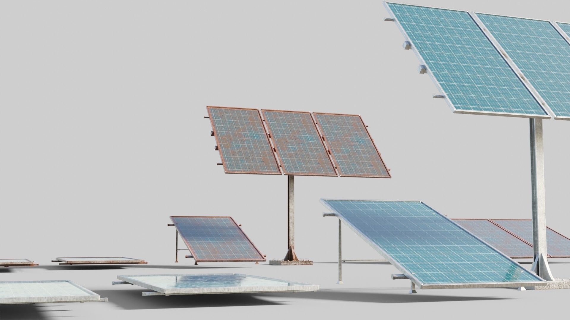 solar panels with clean and dirty textures Low-poly 3D model_3