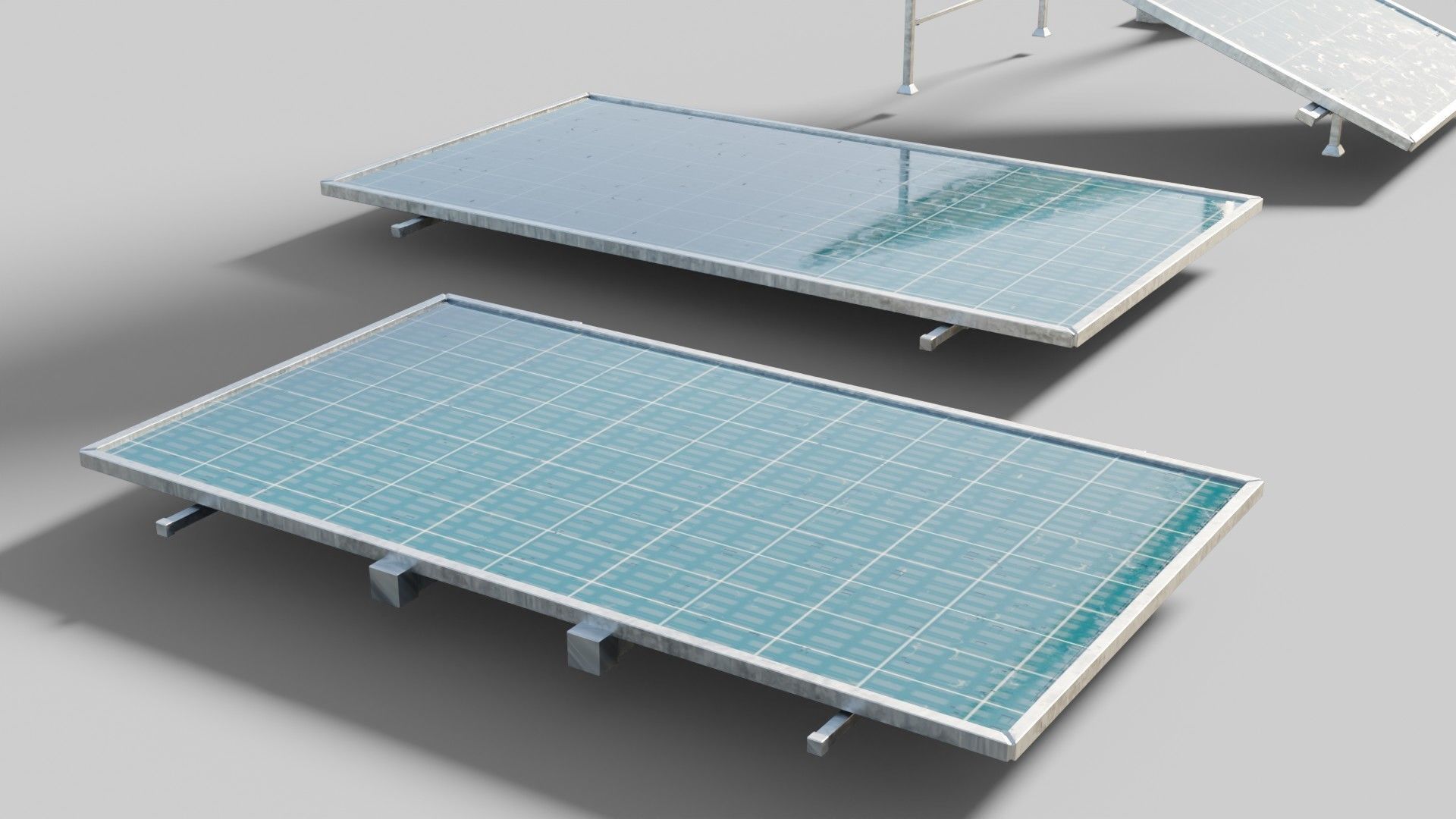 solar panels with clean and dirty textures Low-poly 3D model_4