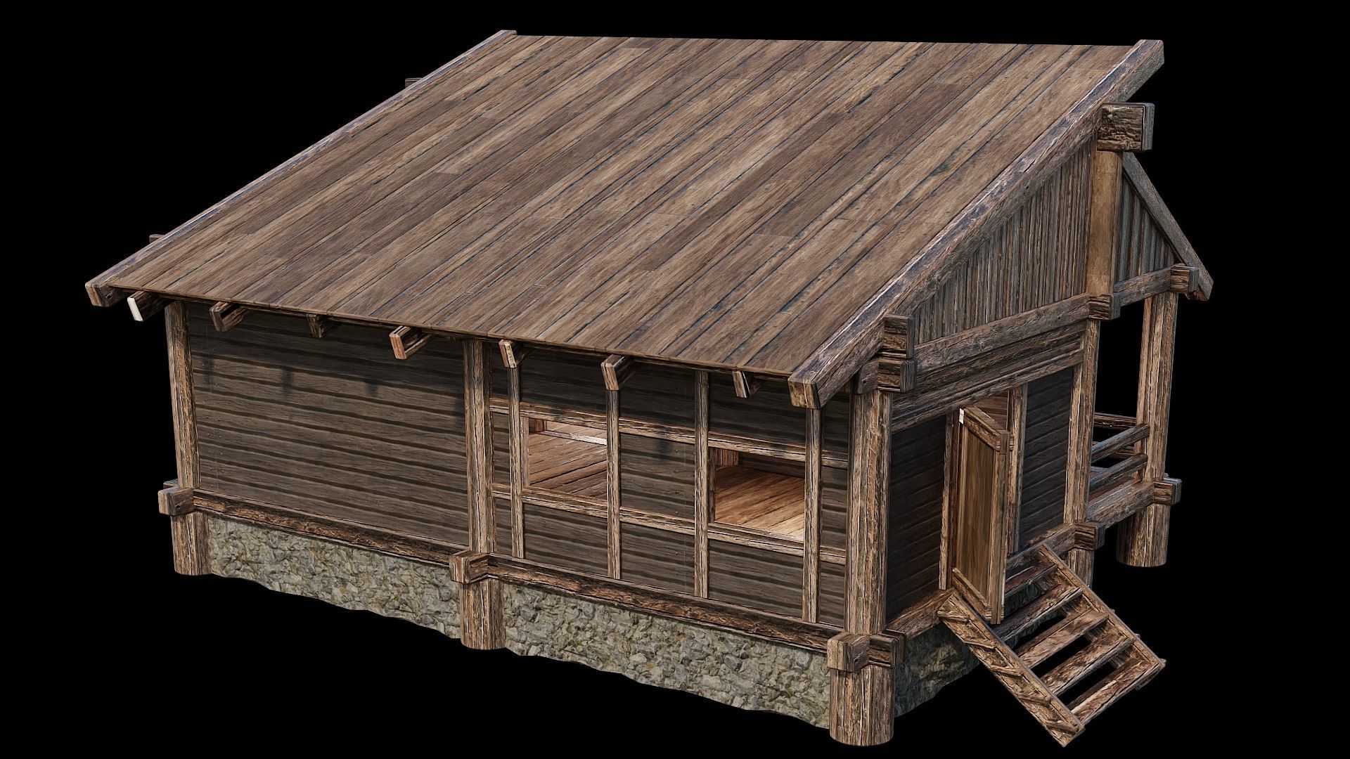 Medieval Houses Pack 13-14-15-16-17-18 - 4K Textures Game Ready Low-poly 3D model_48
