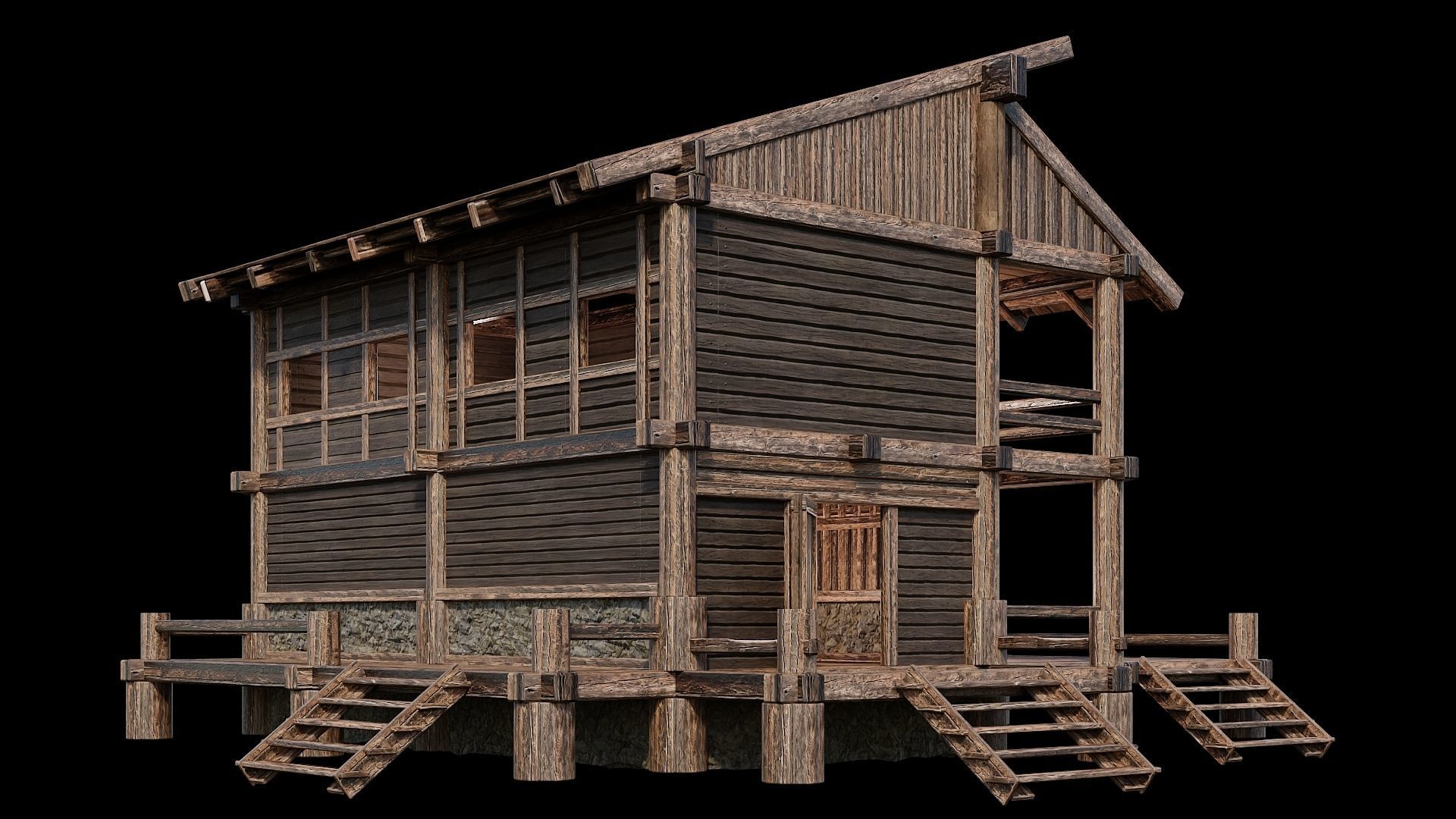 Medieval Houses Pack 13-14-15-16-17-18 - 4K Textures Game Ready Low-poly 3D model_5