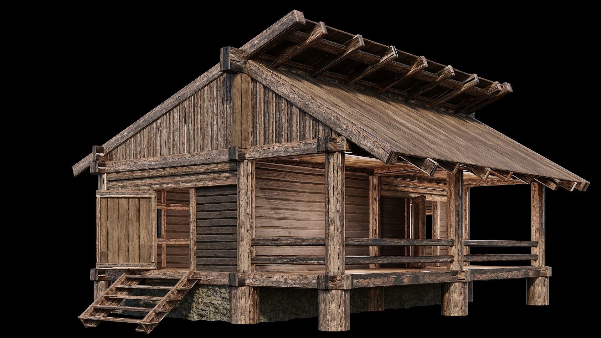 Medieval Houses Pack 13-14-15-16-17-18 - 4K Textures Game Ready Low-poly 3D model_39