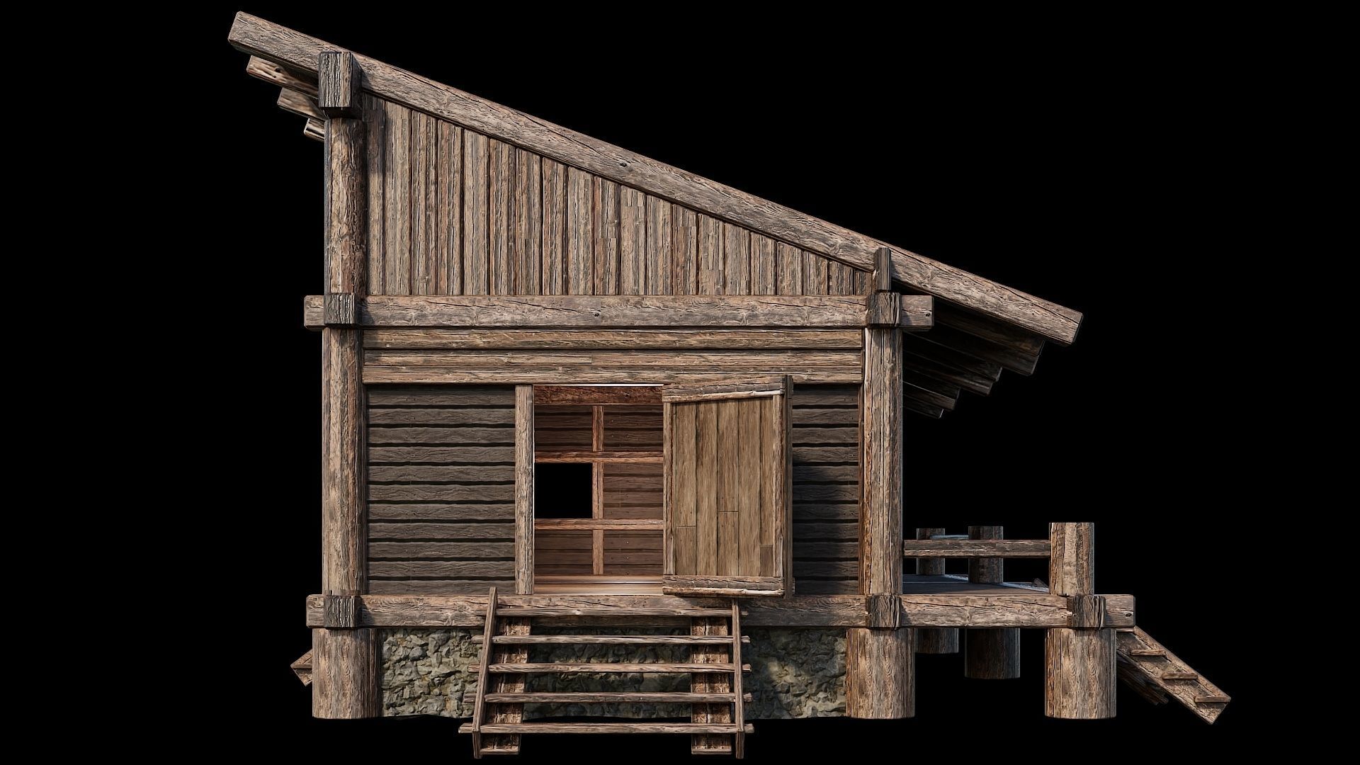 Medieval Houses Pack 13-14-15-16-17-18 - 4K Textures Game Ready Low-poly 3D model_8