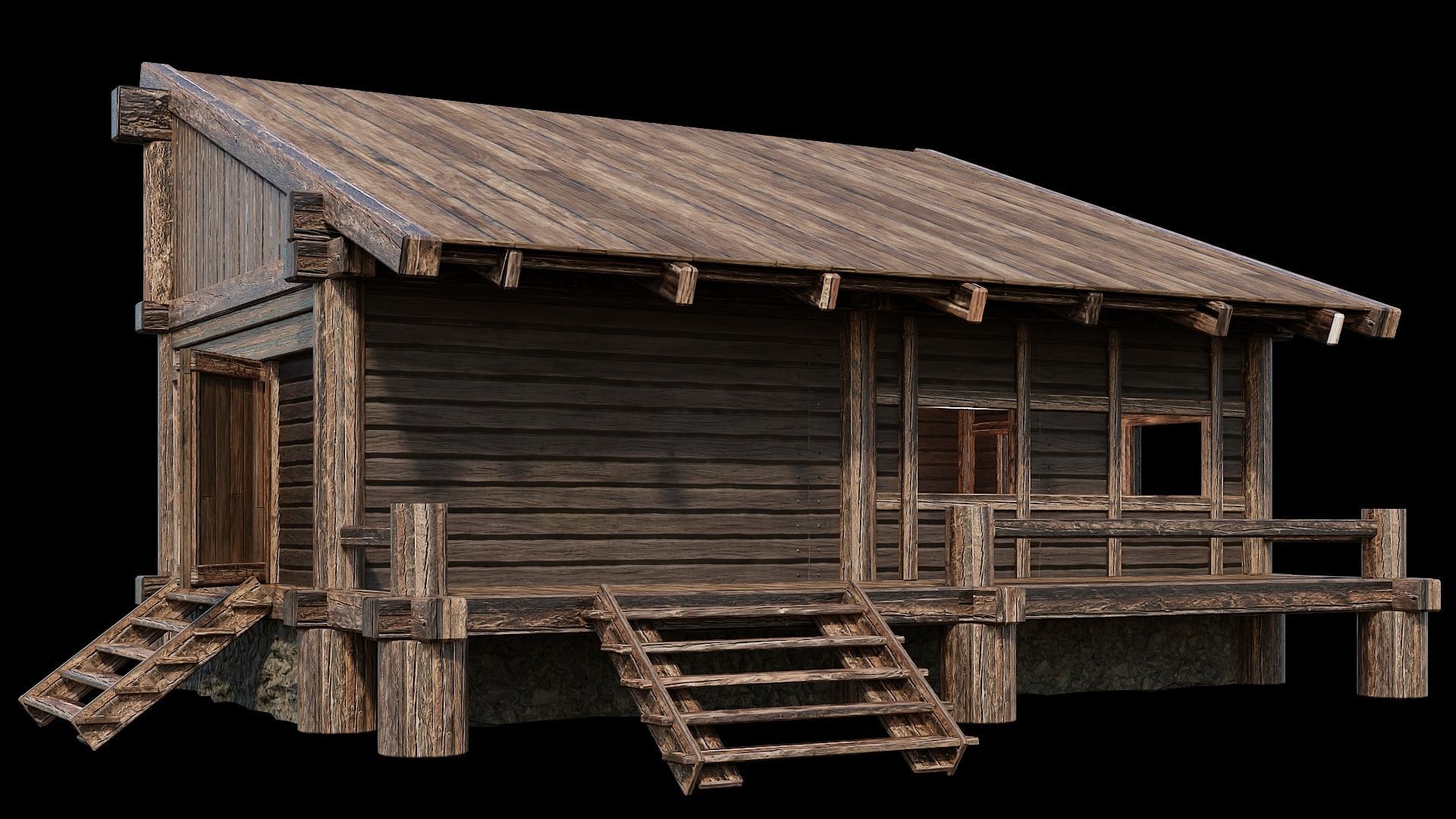 Medieval Houses Pack 13-14-15-16-17-18 - 4K Textures Game Ready Low-poly 3D model_57