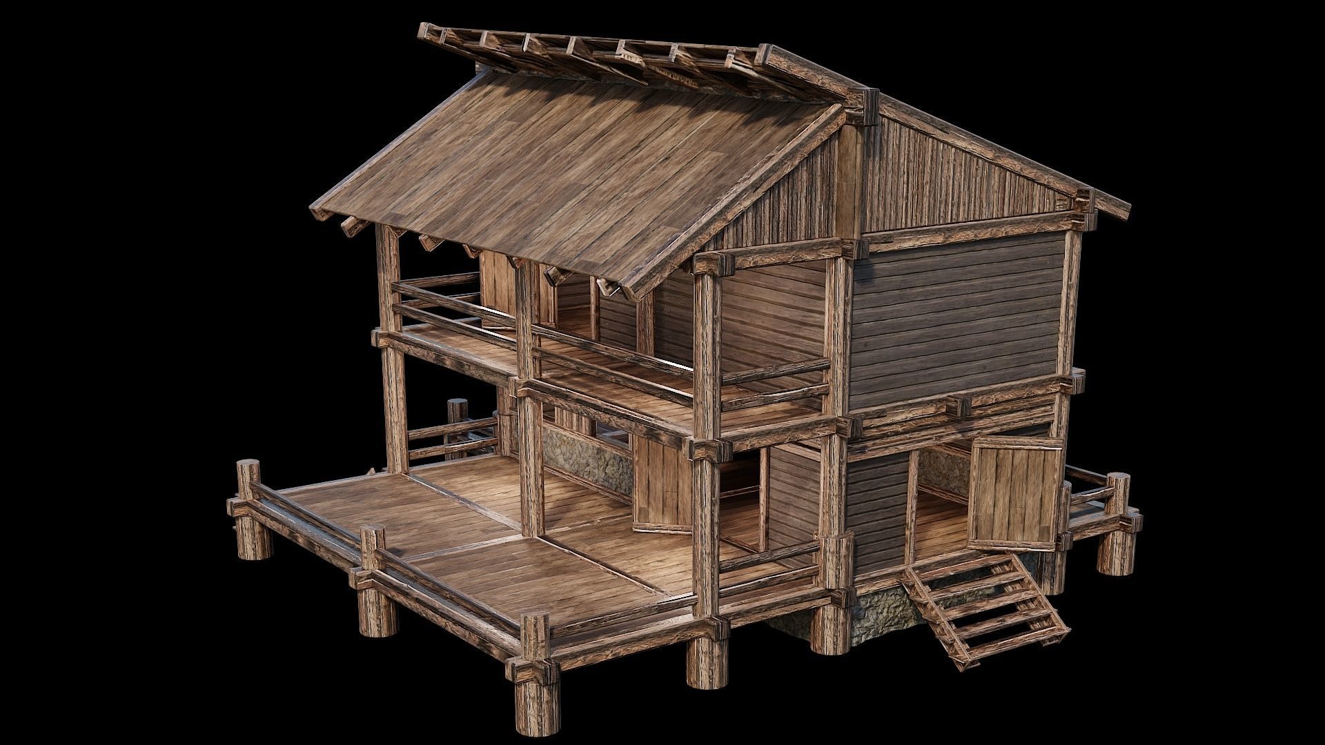 Medieval Houses Pack 13-14-15-16-17-18 - 4K Textures Game Ready Low-poly 3D model_77