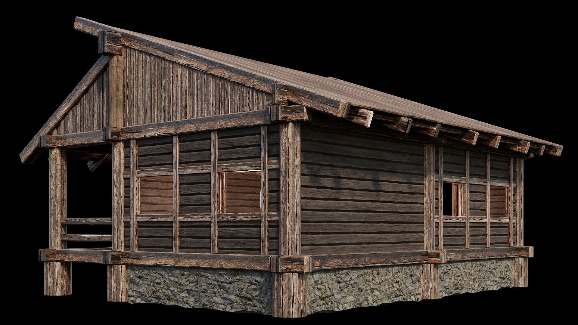 Medieval Houses Pack 13-14-15-16-17-18 - 4K Textures Game Ready Low-poly 3D model_27