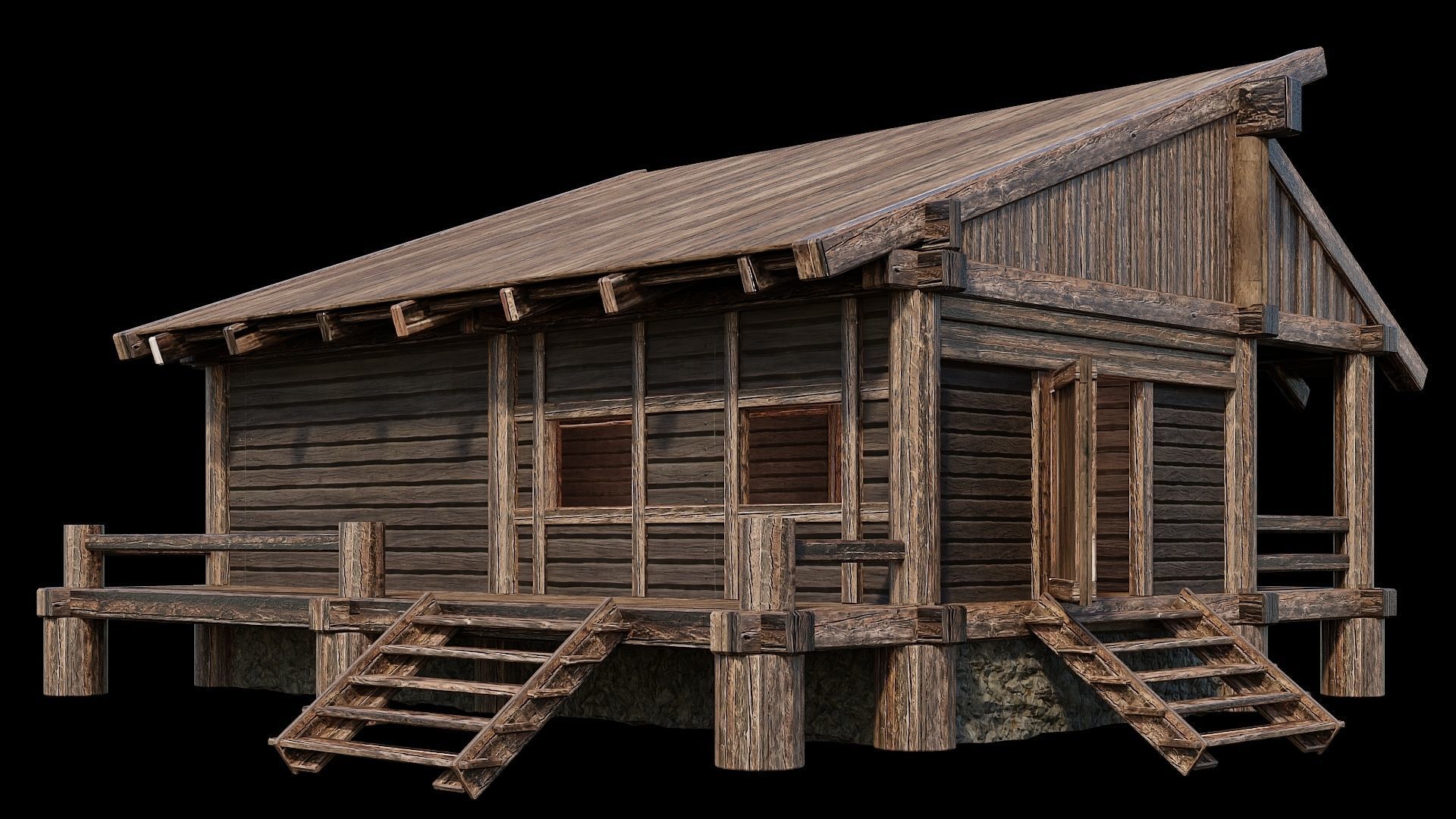 Medieval Houses Pack 13-14-15-16-17-18 - 4K Textures Game Ready Low-poly 3D model_3