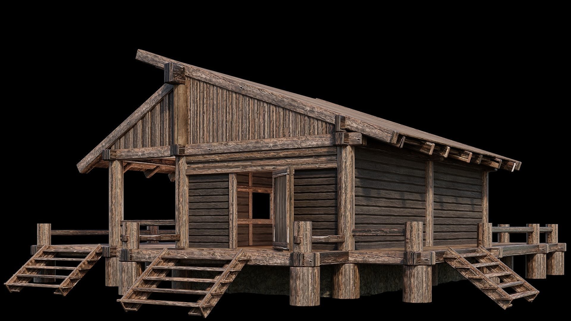 Medieval Houses Pack 13-14-15-16-17-18 - 4K Textures Game Ready Low-poly 3D model_42