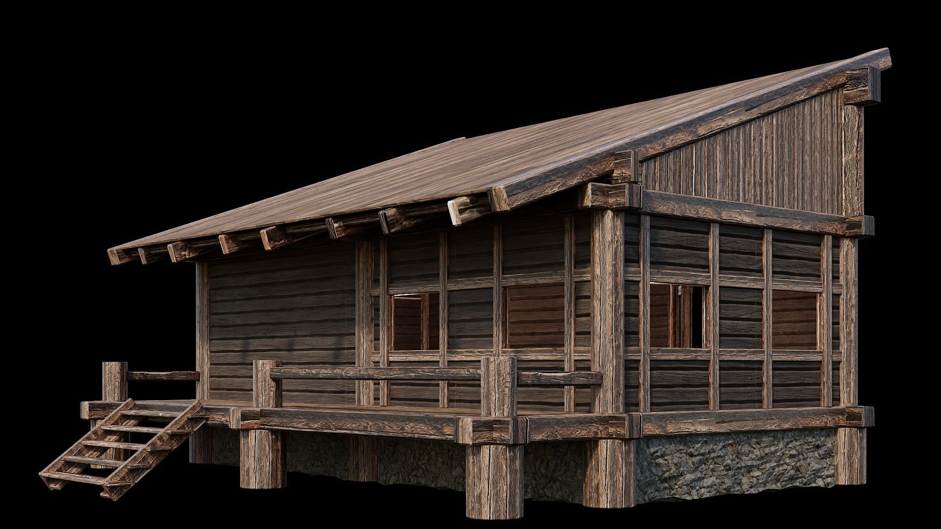 Medieval Houses Pack 13-14-15-16-17-18 - 4K Textures Game Ready Low-poly 3D model_34