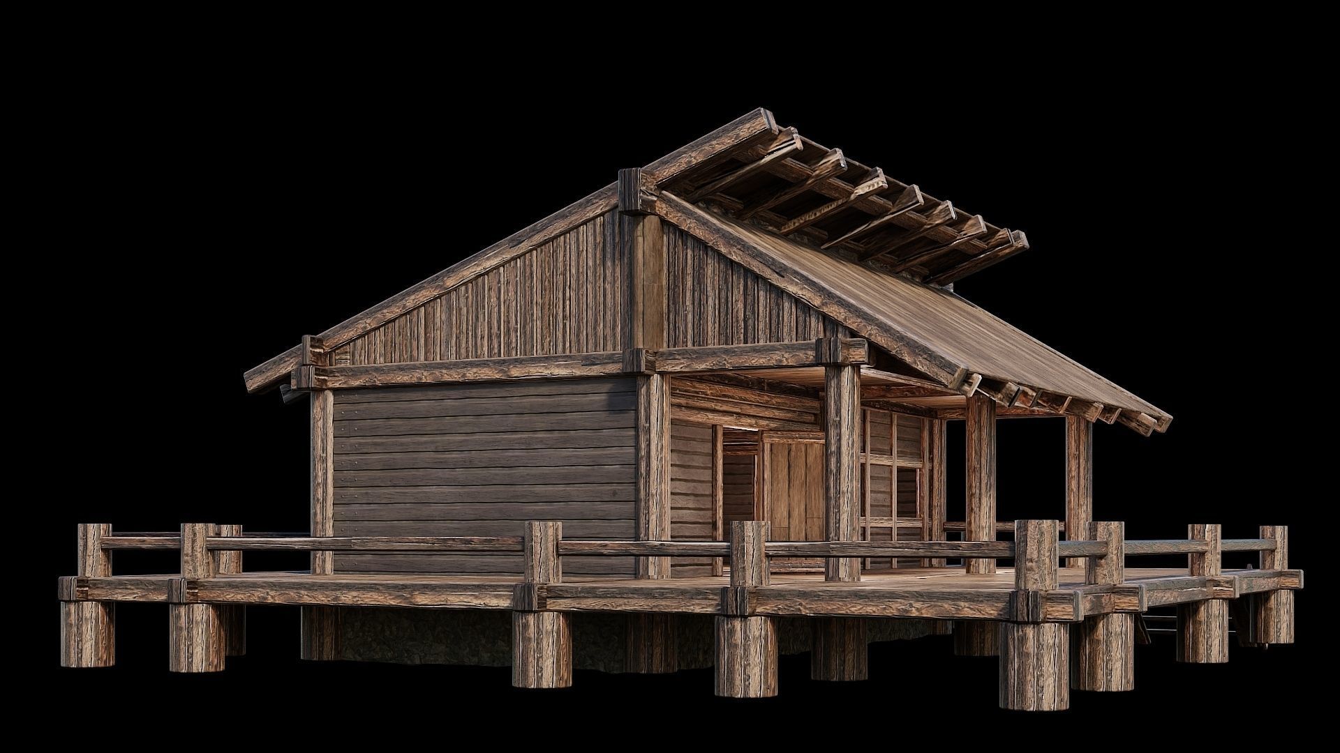 Medieval Houses Pack 13-14-15-16-17-18 - 4K Textures Game Ready Low-poly 3D model_30