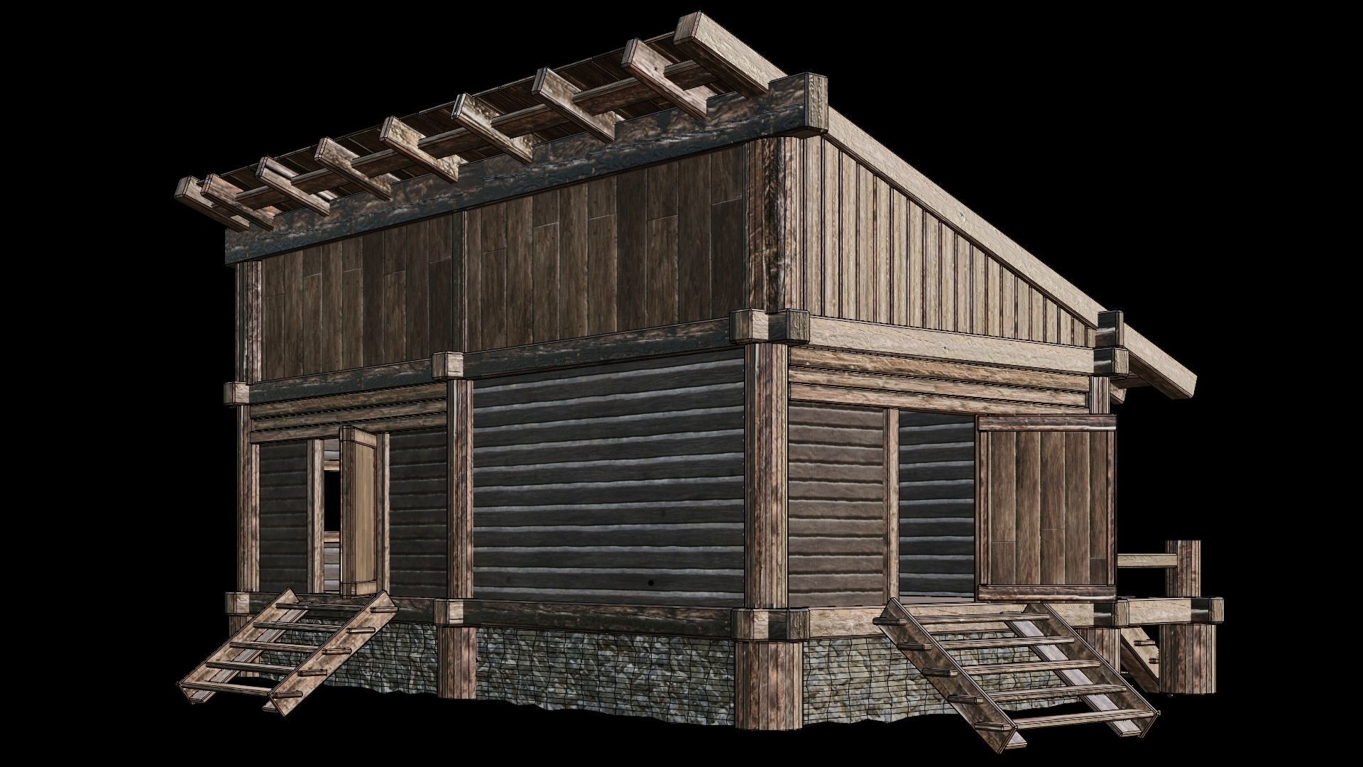 Medieval Houses Pack 13-14-15-16-17-18 - 4K Textures Game Ready Low-poly 3D model_22