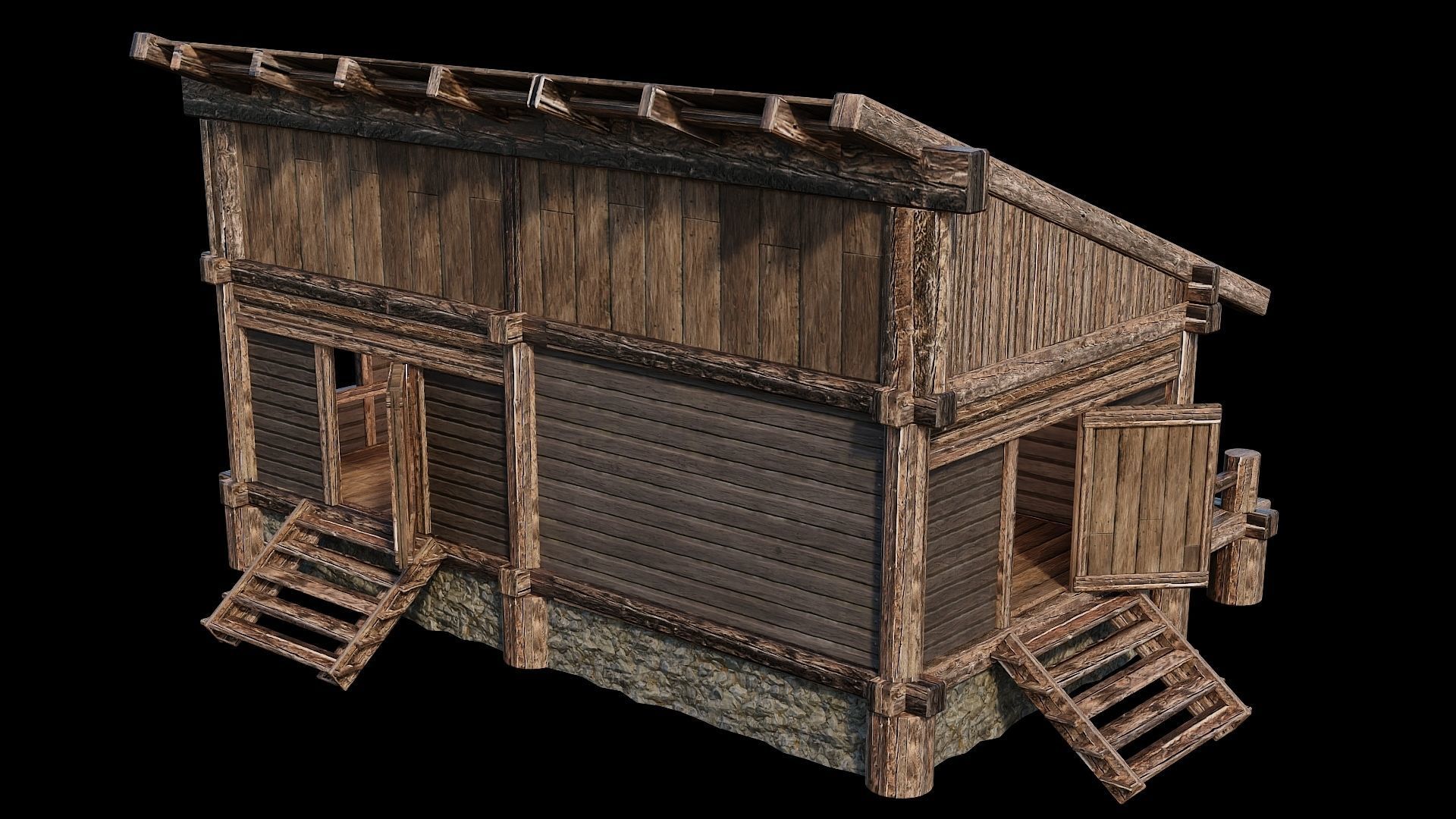 Medieval Houses Pack 13-14-15-16-17-18 - 4K Textures Game Ready Low-poly 3D model_52