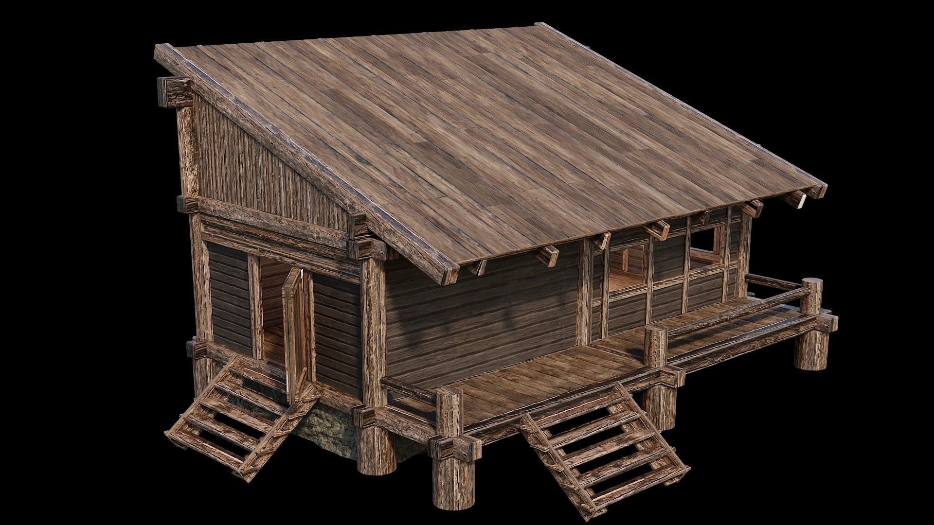 Medieval Houses Pack 13-14-15-16-17-18 - 4K Textures Game Ready Low-poly 3D model_58