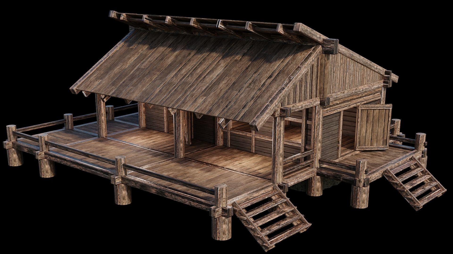 Medieval Houses Pack 13-14-15-16-17-18 - 4K Textures Game Ready Low-poly 3D model_69