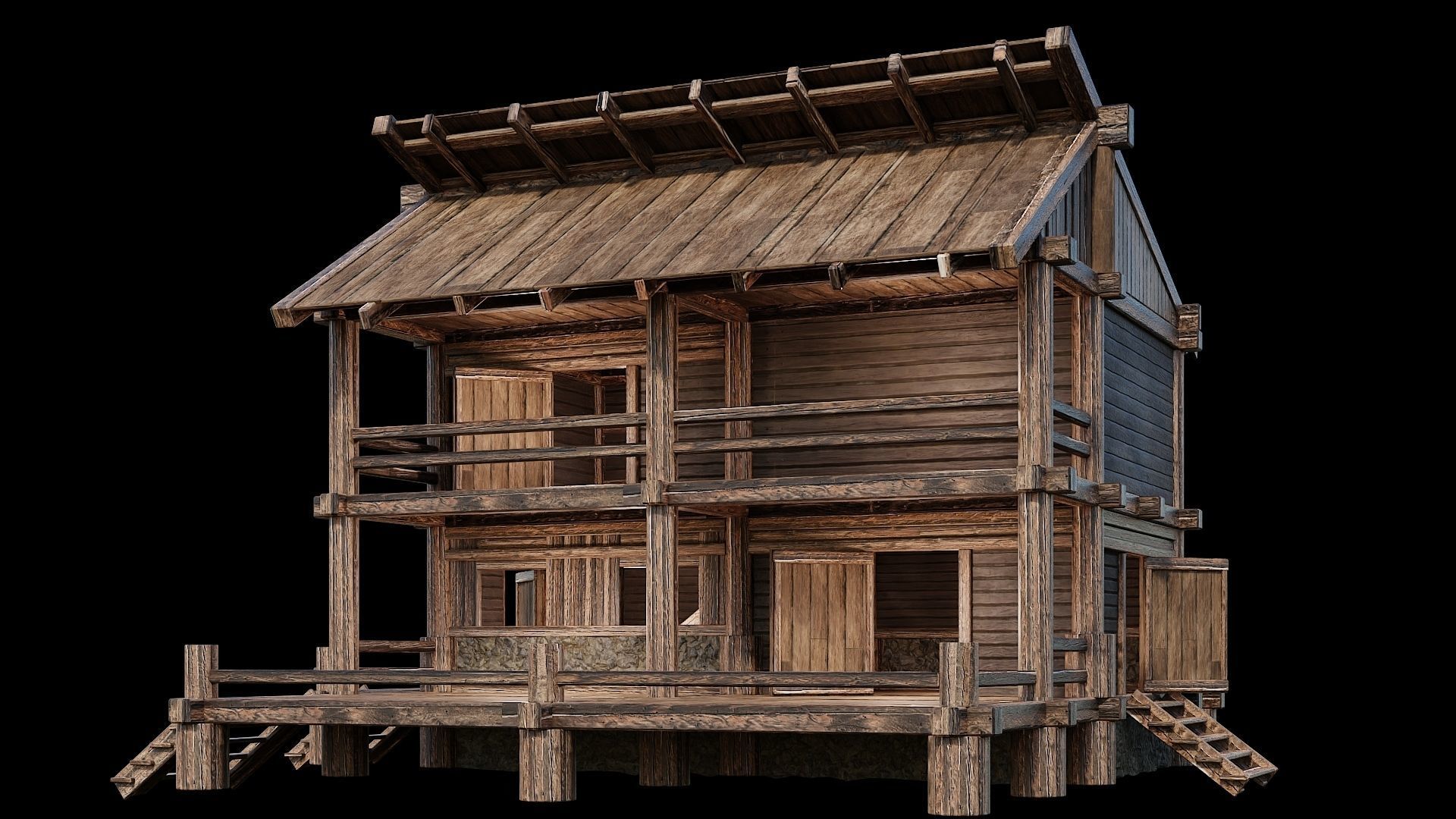 Medieval Houses Pack 13-14-15-16-17-18 - 4K Textures Game Ready Low-poly 3D model_74