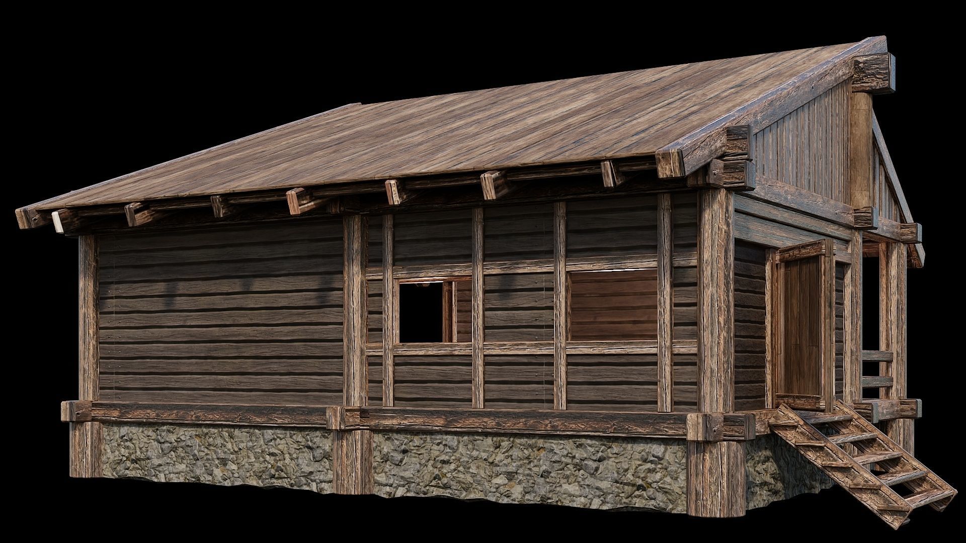 Medieval Houses Pack 13-14-15-16-17-18 - 4K Textures Game Ready Low-poly 3D model_46
