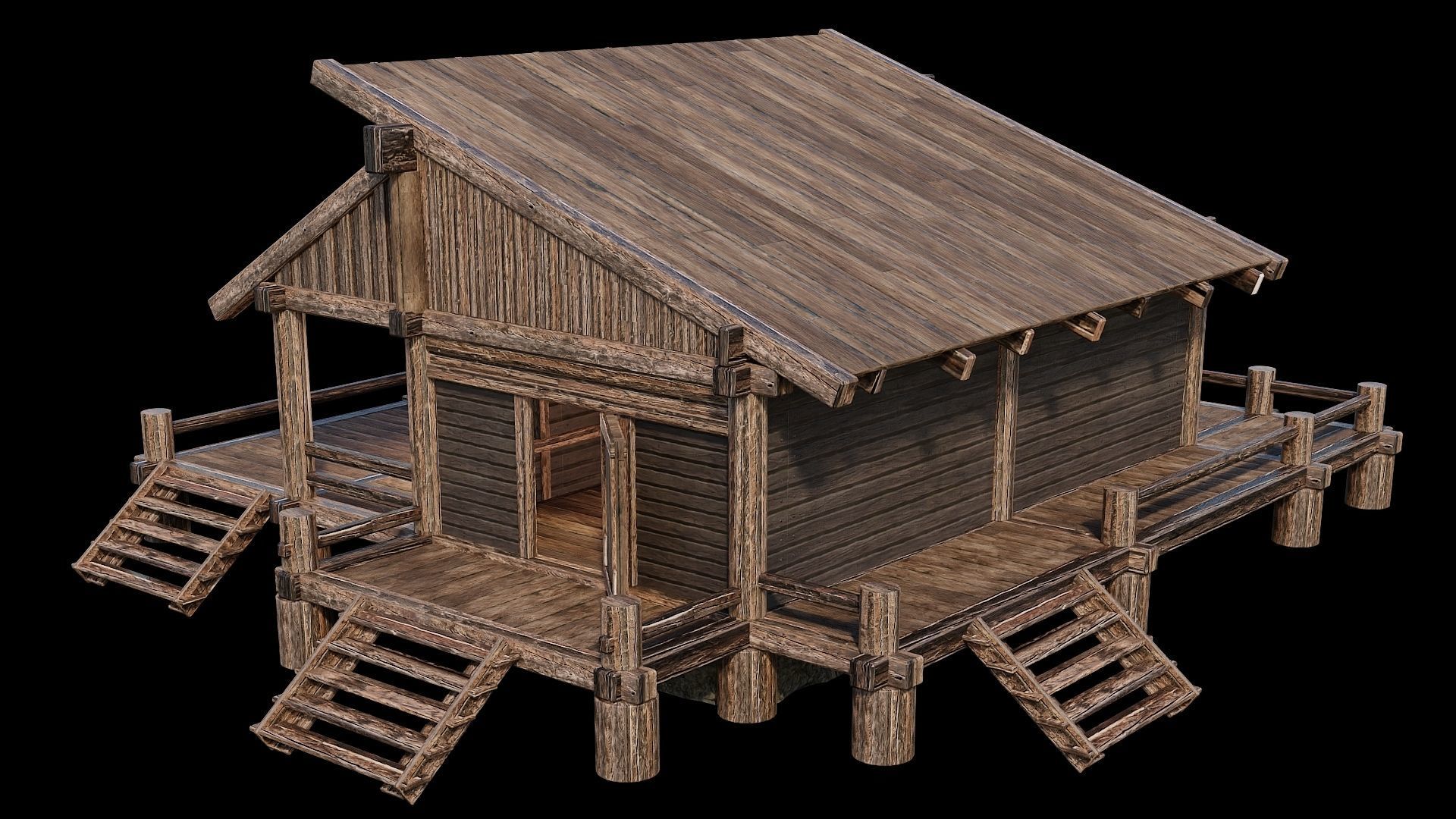 Medieval Houses Pack 13-14-15-16-17-18 - 4K Textures Game Ready Low-poly 3D model_71