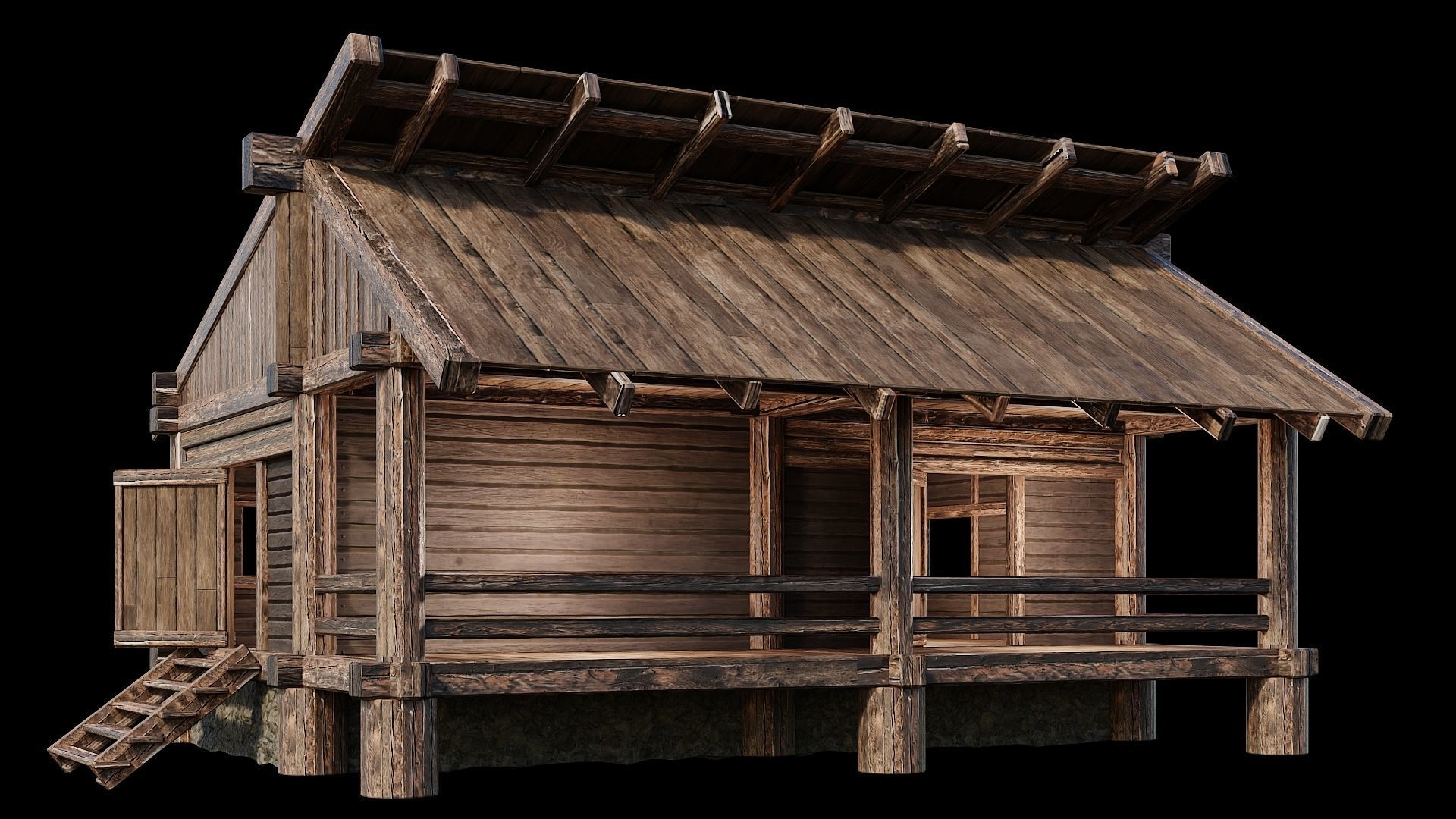 Medieval Houses Pack 13-14-15-16-17-18 - 4K Textures Game Ready Low-poly 3D model_50