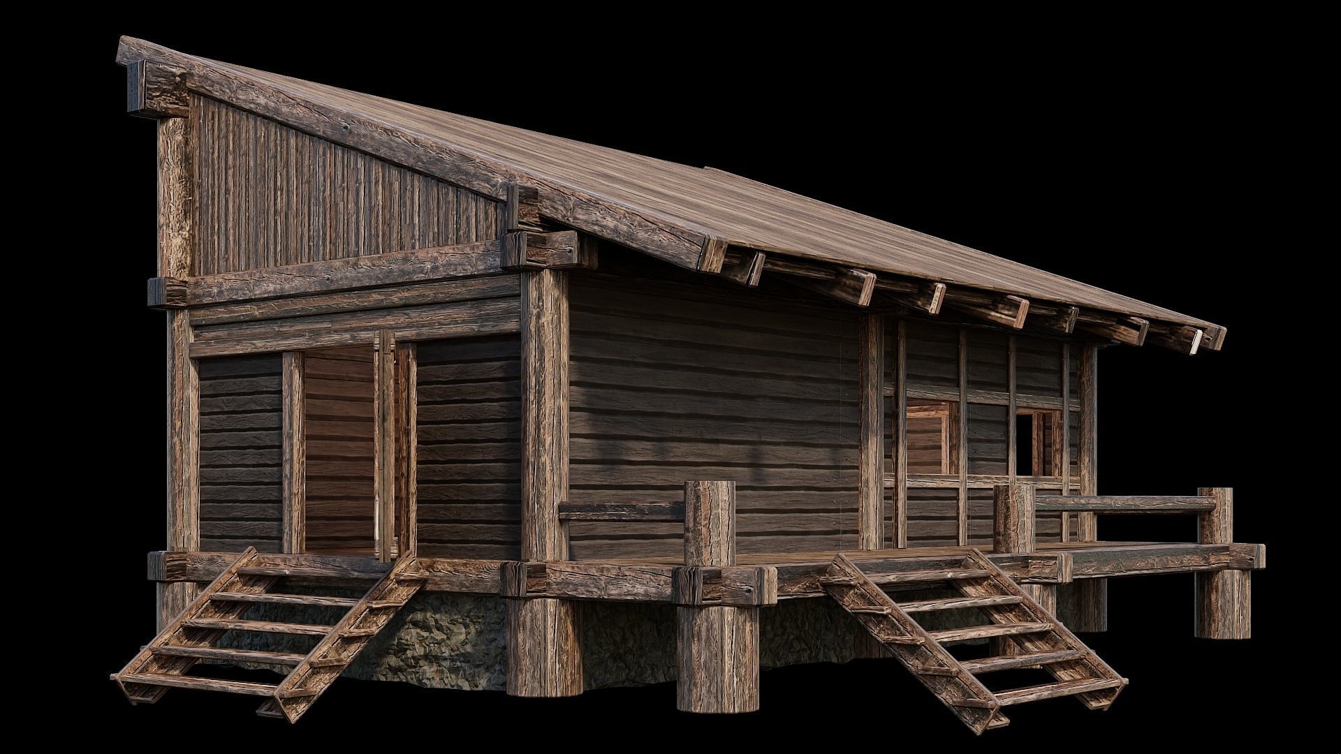 Medieval Houses Pack 13-14-15-16-17-18 - 4K Textures Game Ready Low-poly 3D model_40