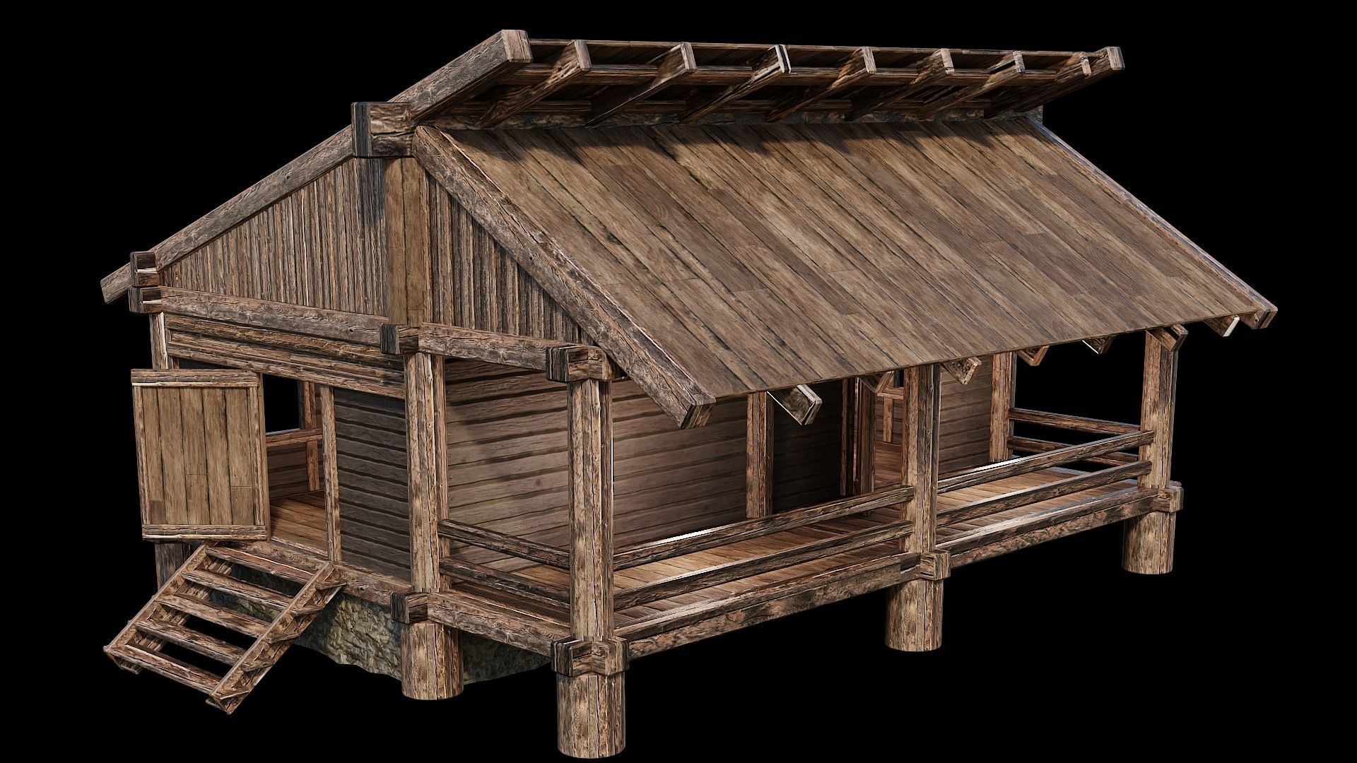 Medieval Houses Pack 13-14-15-16-17-18 - 4K Textures Game Ready Low-poly 3D model_51