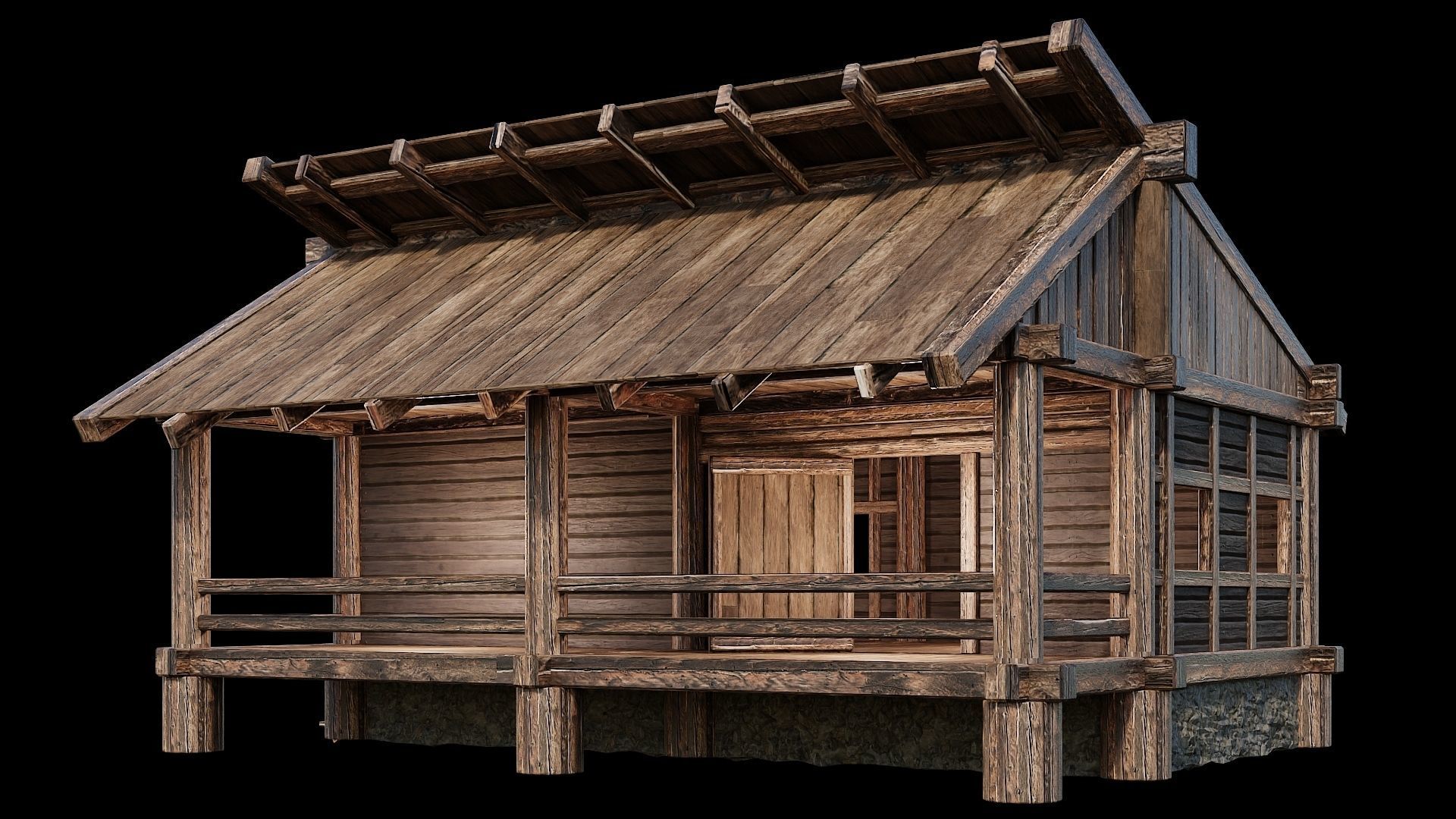 Medieval Houses Pack 13-14-15-16-17-18 - 4K Textures Game Ready Low-poly 3D model_45