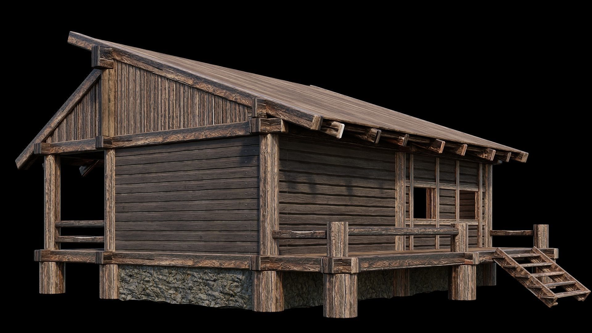 Medieval Houses Pack 13-14-15-16-17-18 - 4K Textures Game Ready Low-poly 3D model_29