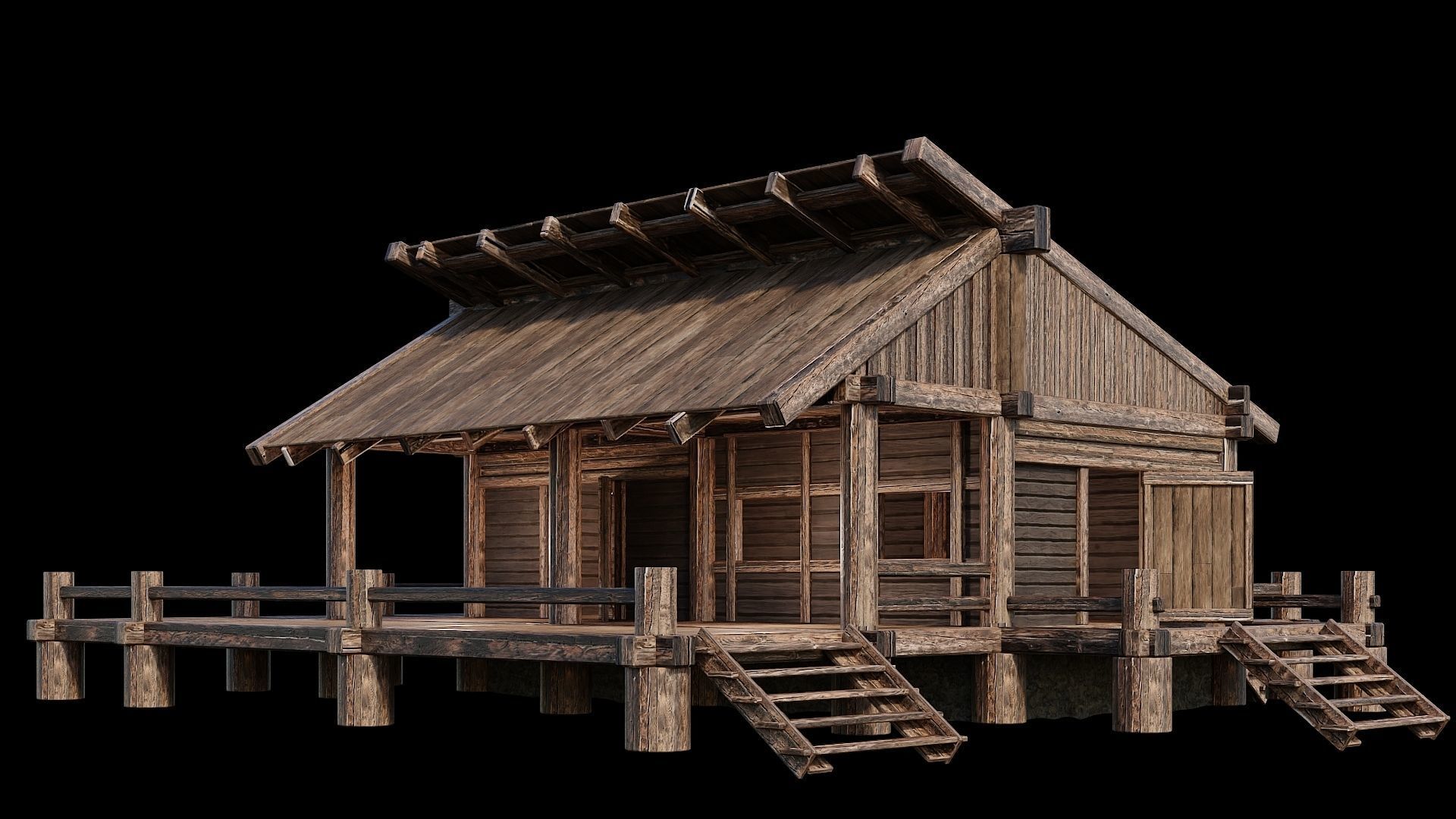 Medieval Houses Pack 13-14-15-16-17-18 - 4K Textures Game Ready Low-poly 3D model_4