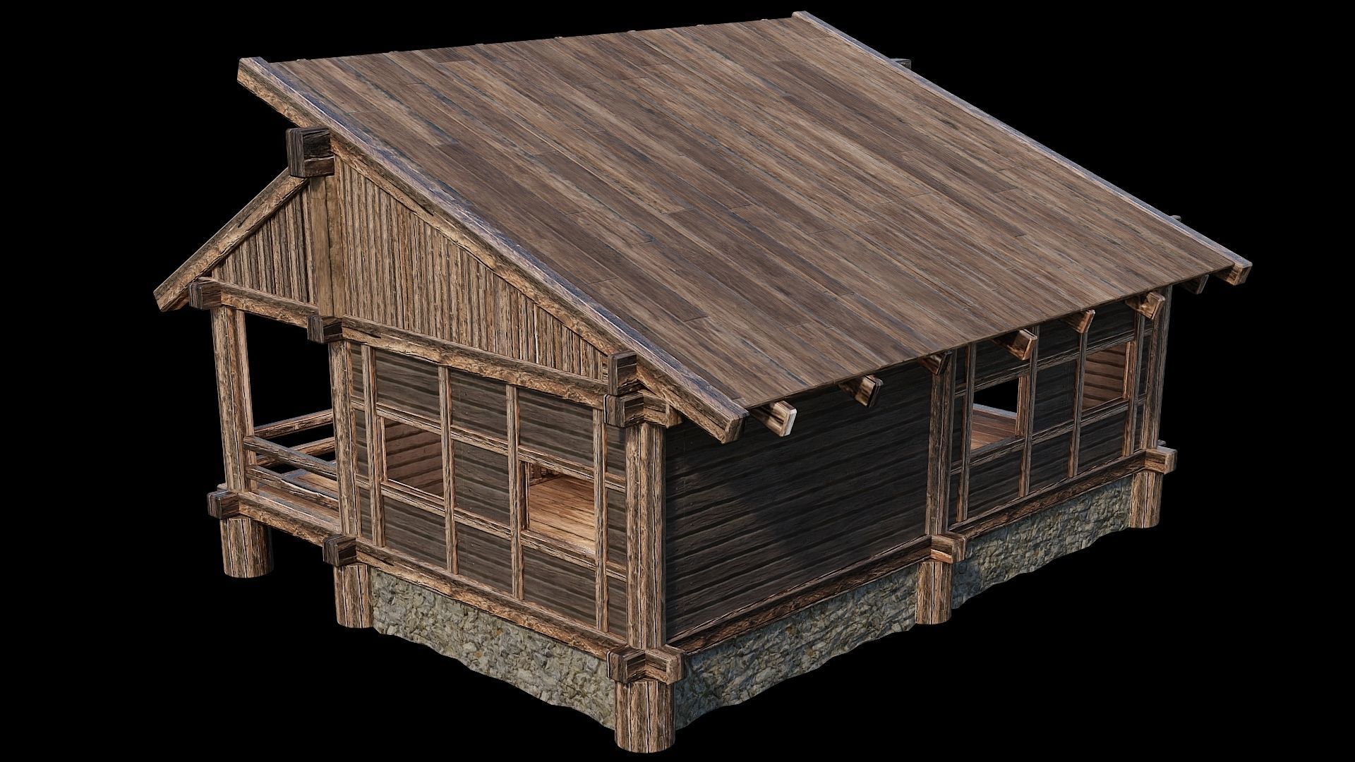 Medieval Houses Pack 13-14-15-16-17-18 - 4K Textures Game Ready Low-poly 3D model_47